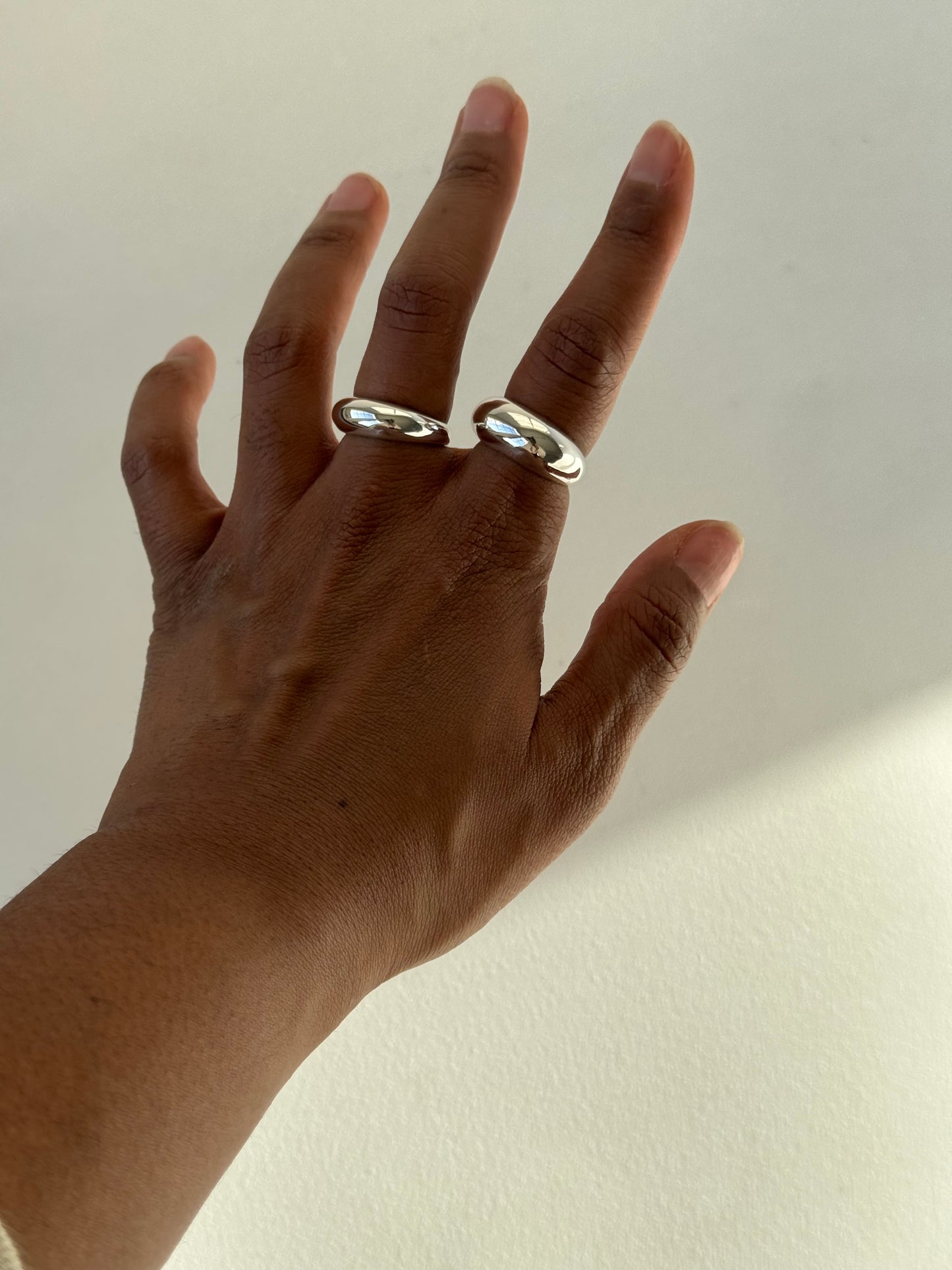 Paula Double Dome Ring Set In Silver