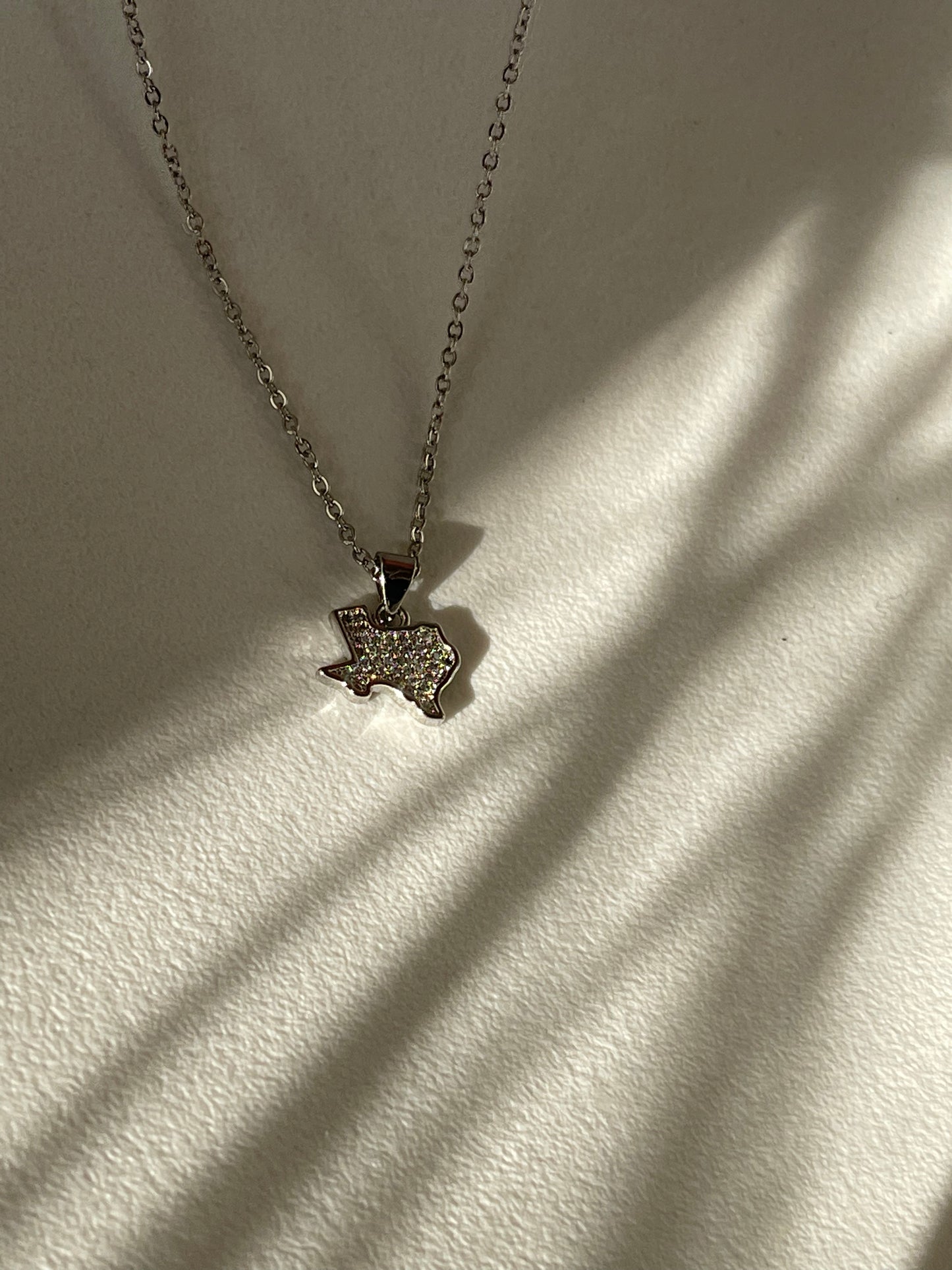 Crystal Stainless Steel Texas Charm Necklace In Silver