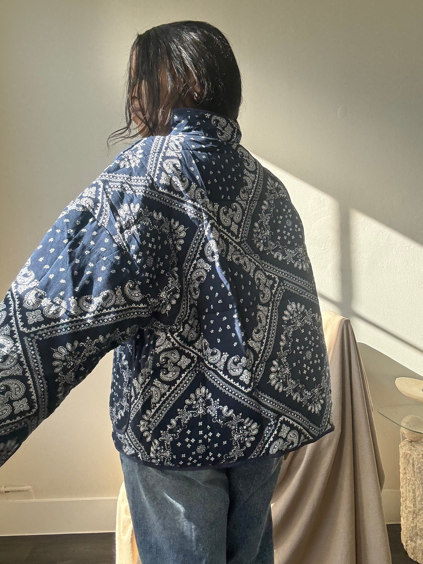 Lubbock Quilted Bandana Jacket In Navy