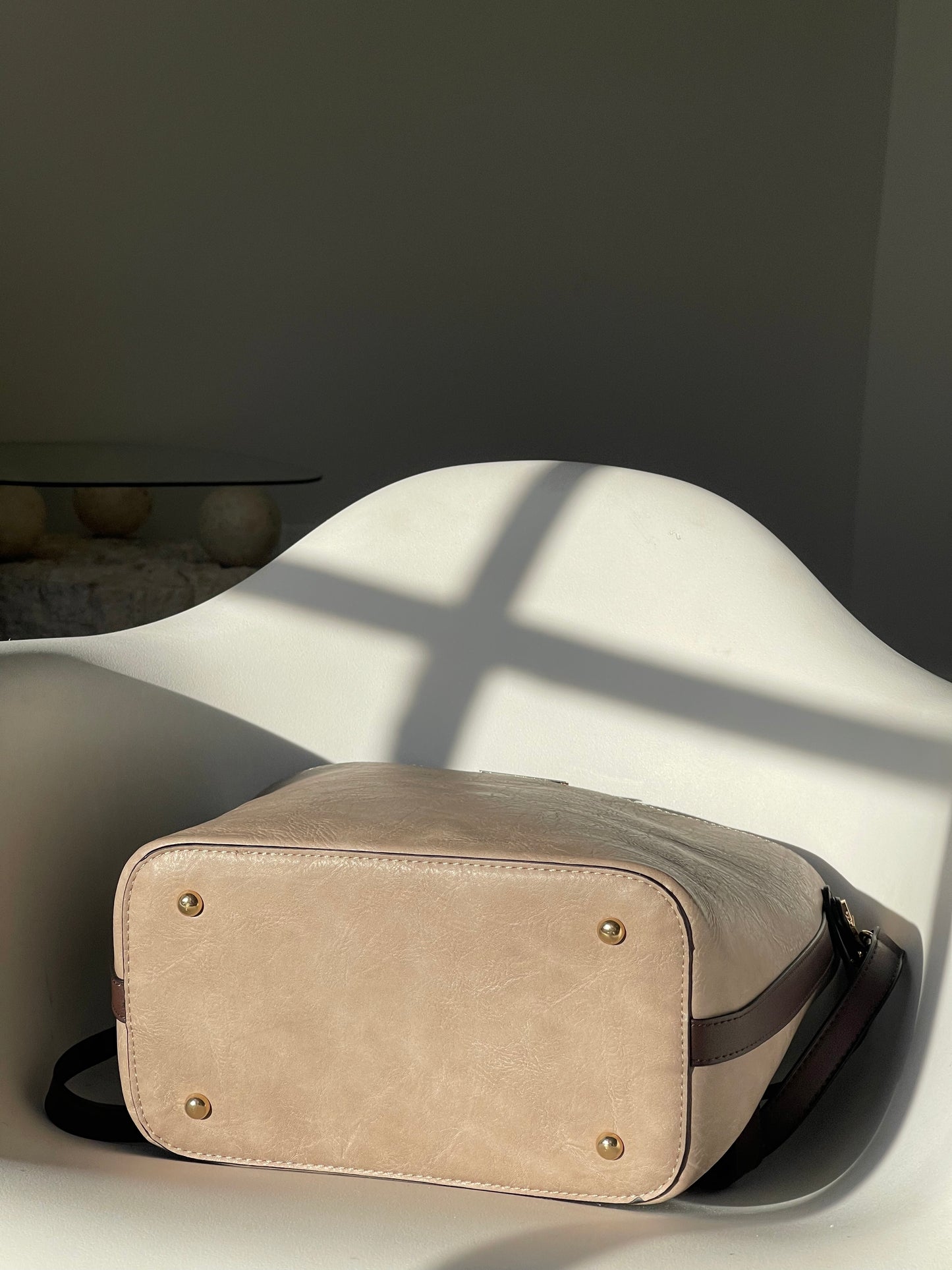 Bryan Utility Crossbody Vegan Leather Bag In Stone