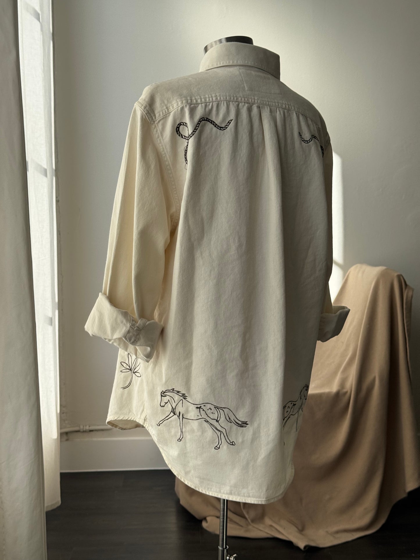 Jaxson Handcrafted Embroidered Shacket In Cream
