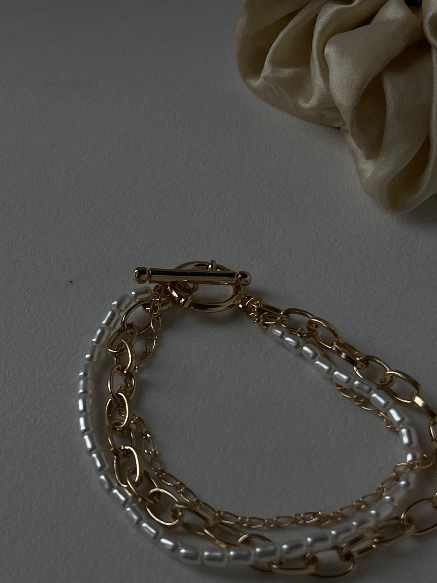 Landon Pearl Link Toggle Layered Bracelet In Gold
