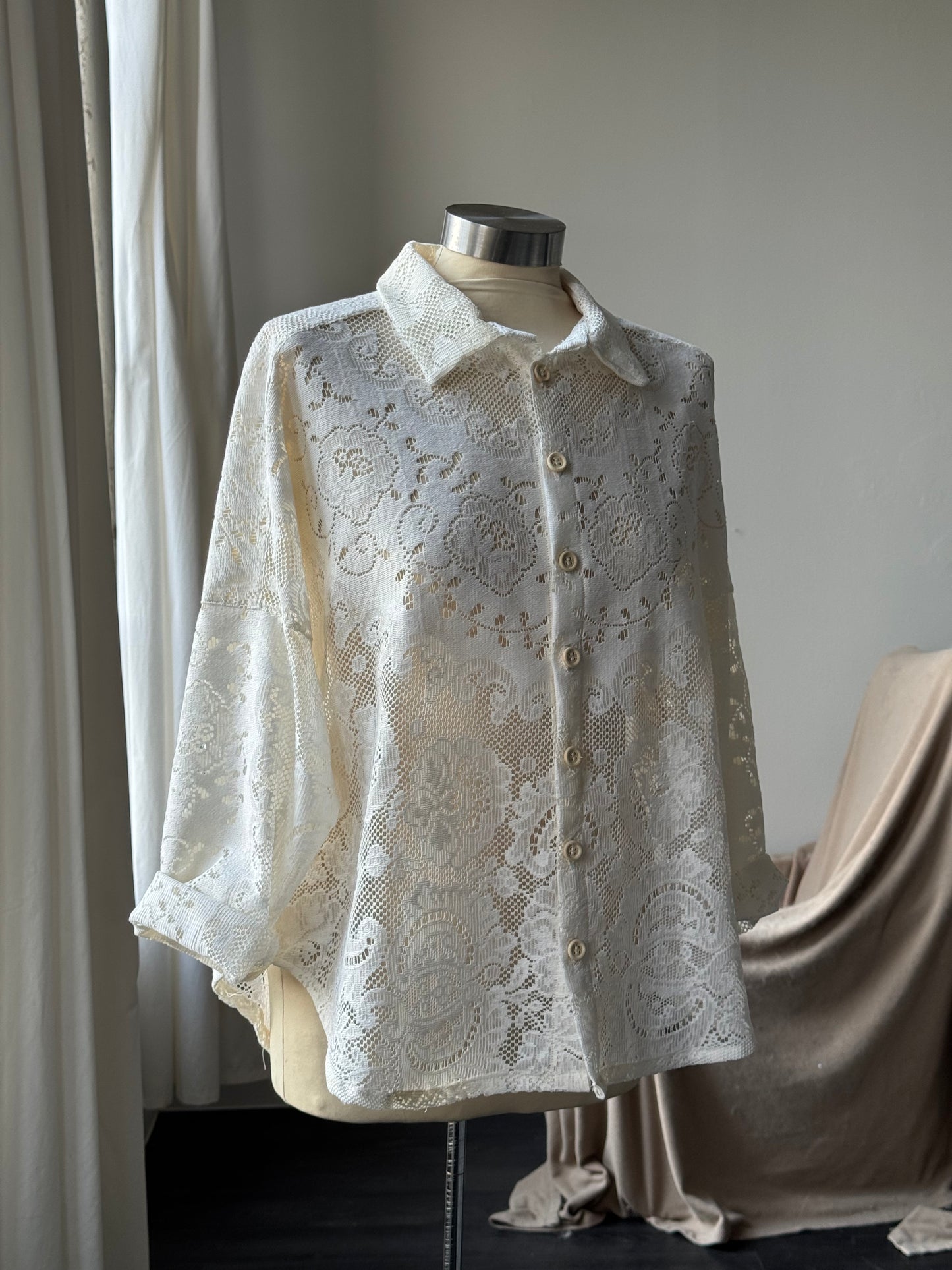 Ladell Handcrafted Vintage Cotton Crochet Shacket