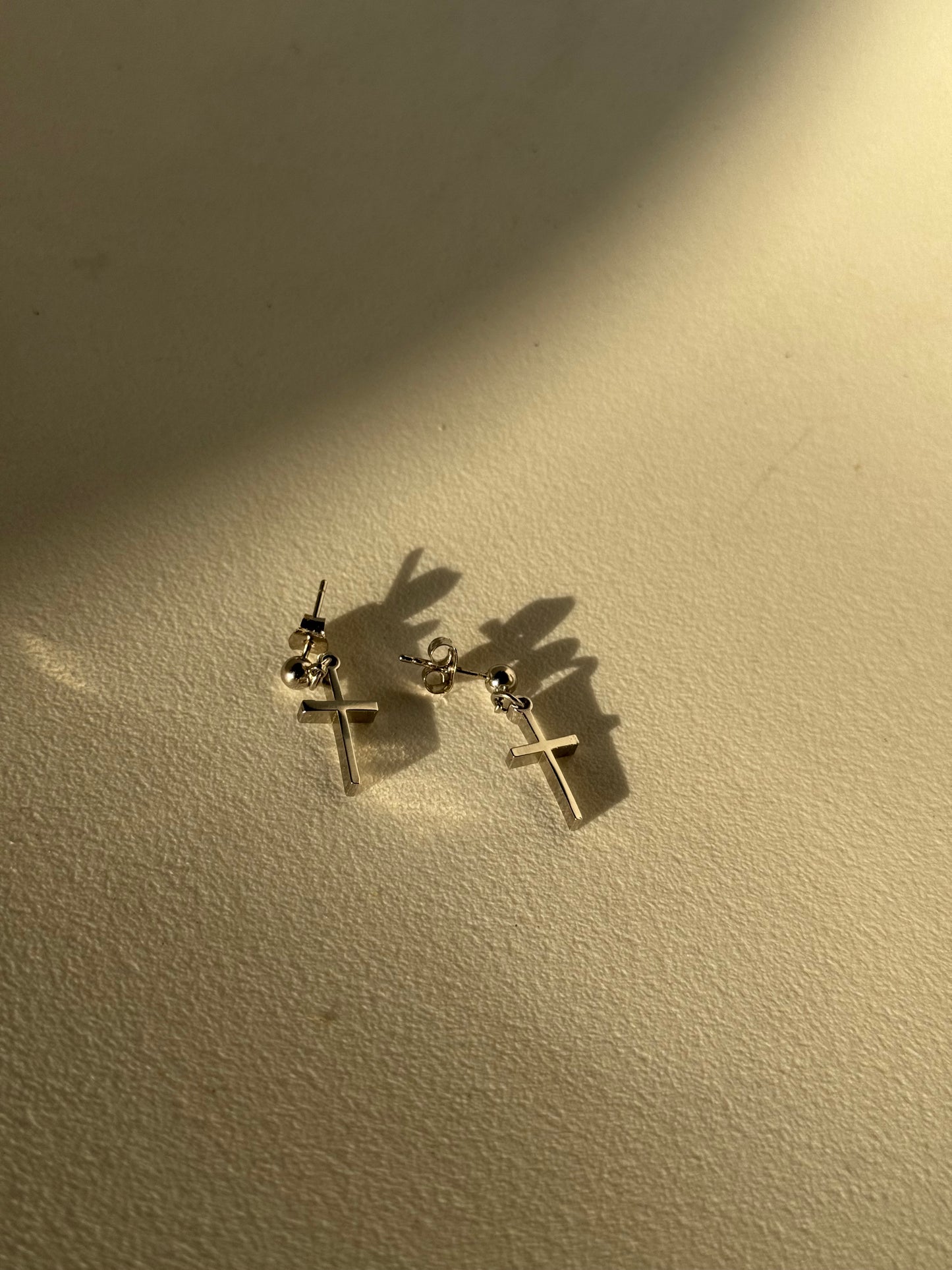 Cory Dipped Classic Cross Drop Earring In Silver
