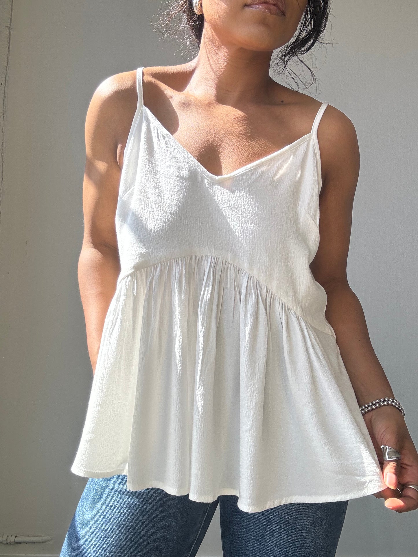 Sydney Cotton Open Back Cami In White