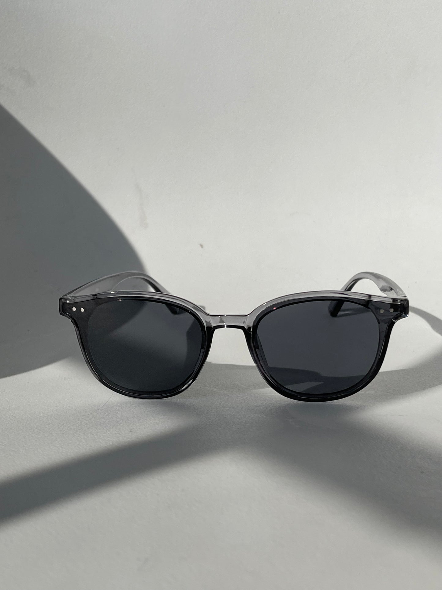 Abbey Classic 80s Style Double Stud Sunglasses In Grey