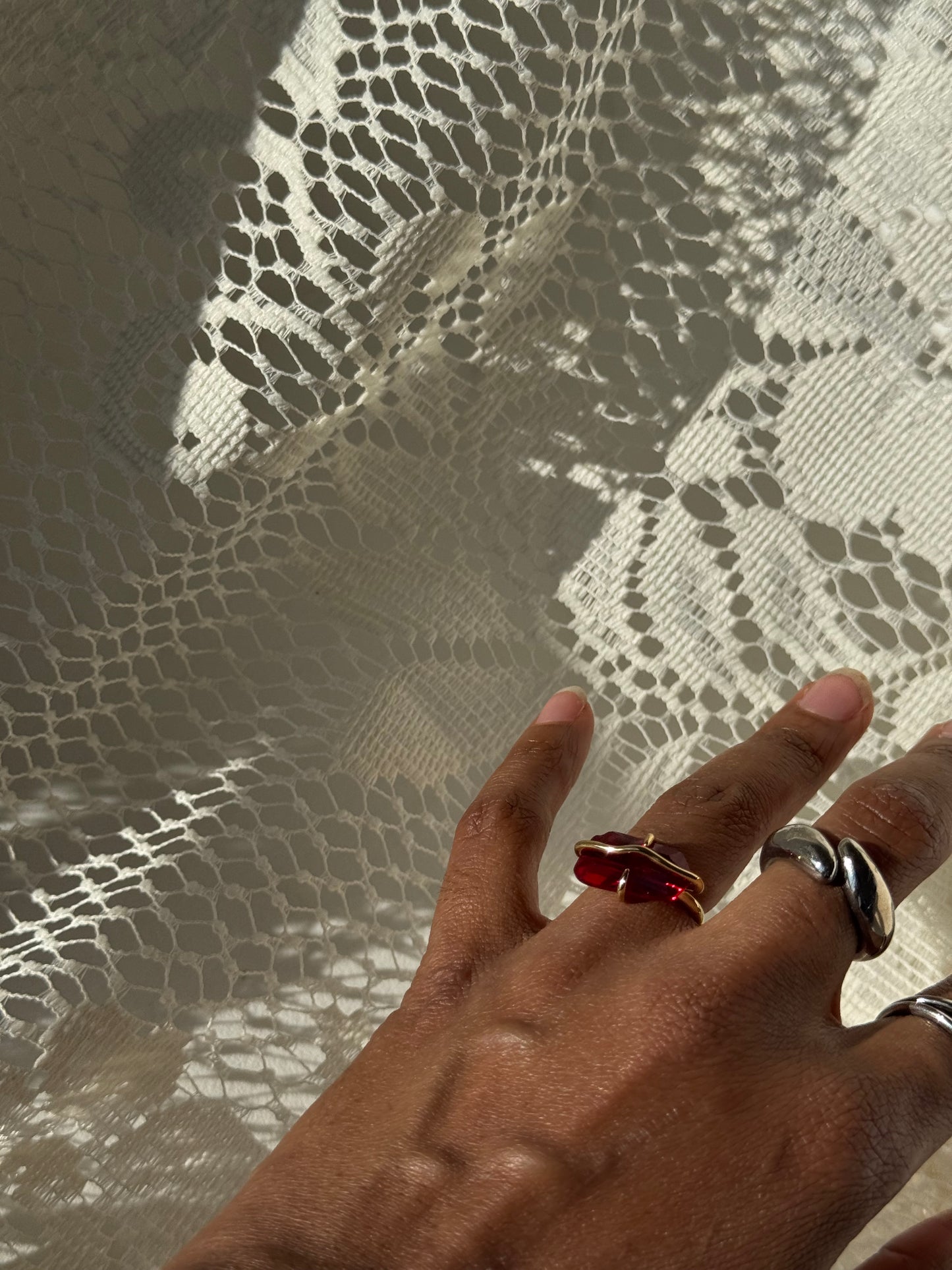 July Gem Statement Ring In Ruby Red