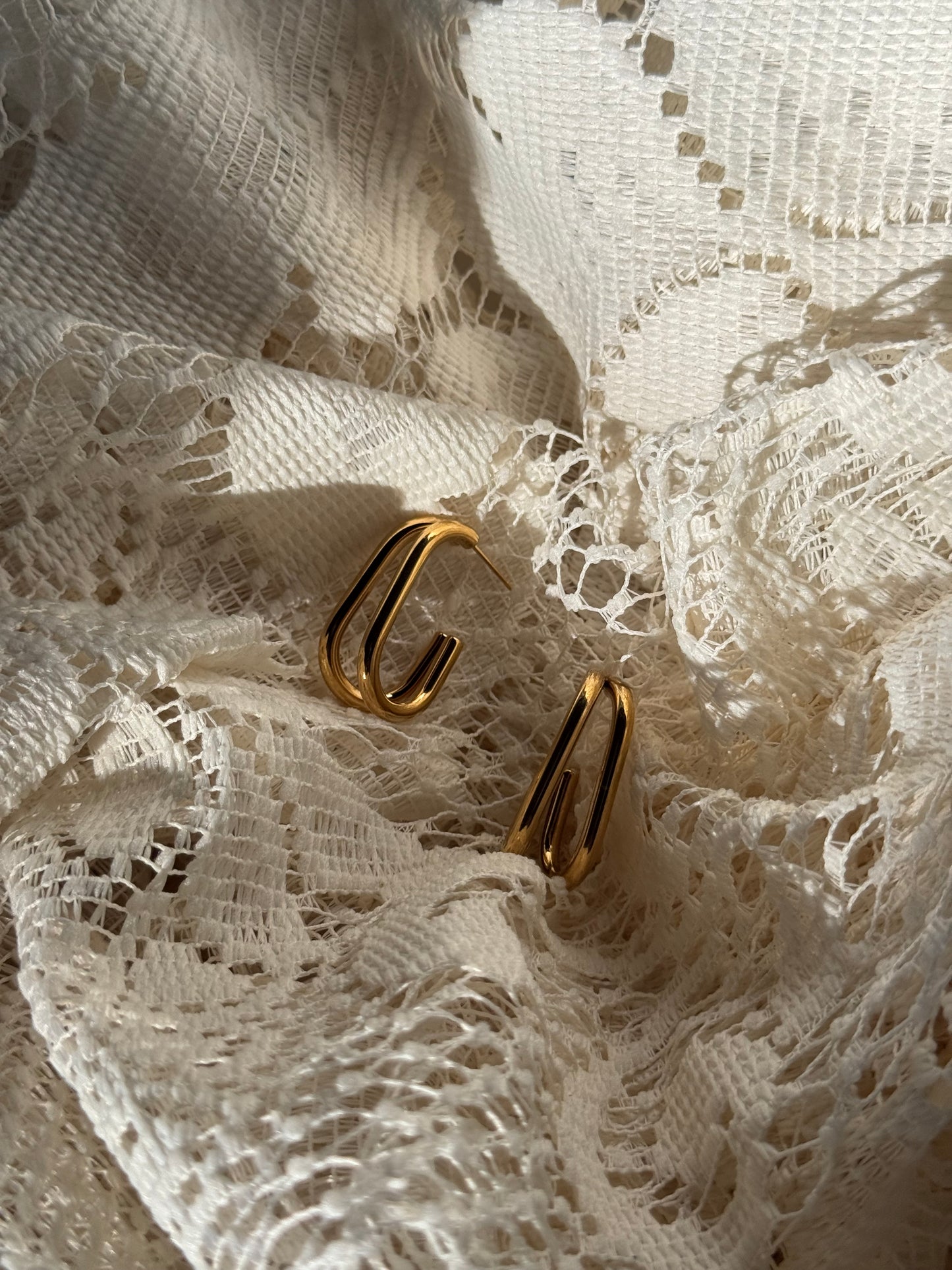 Sylvia 18k Stainless Steel Waterproof Classic Double Hoop Earring In Gold