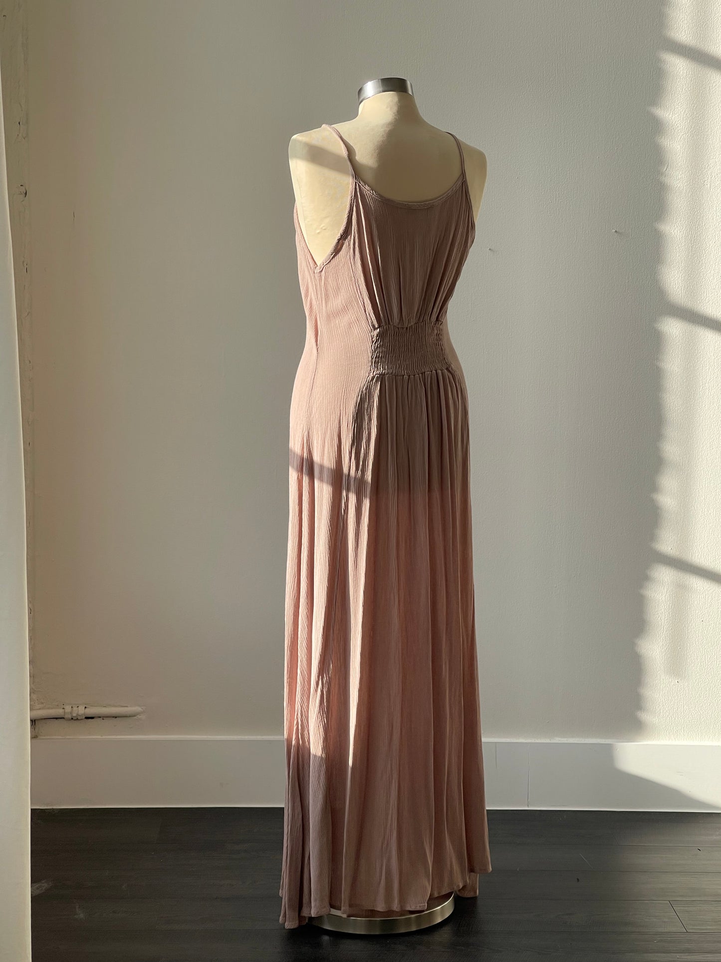 Courtney Slit Front Button Detail Midi Dress In Taupe
