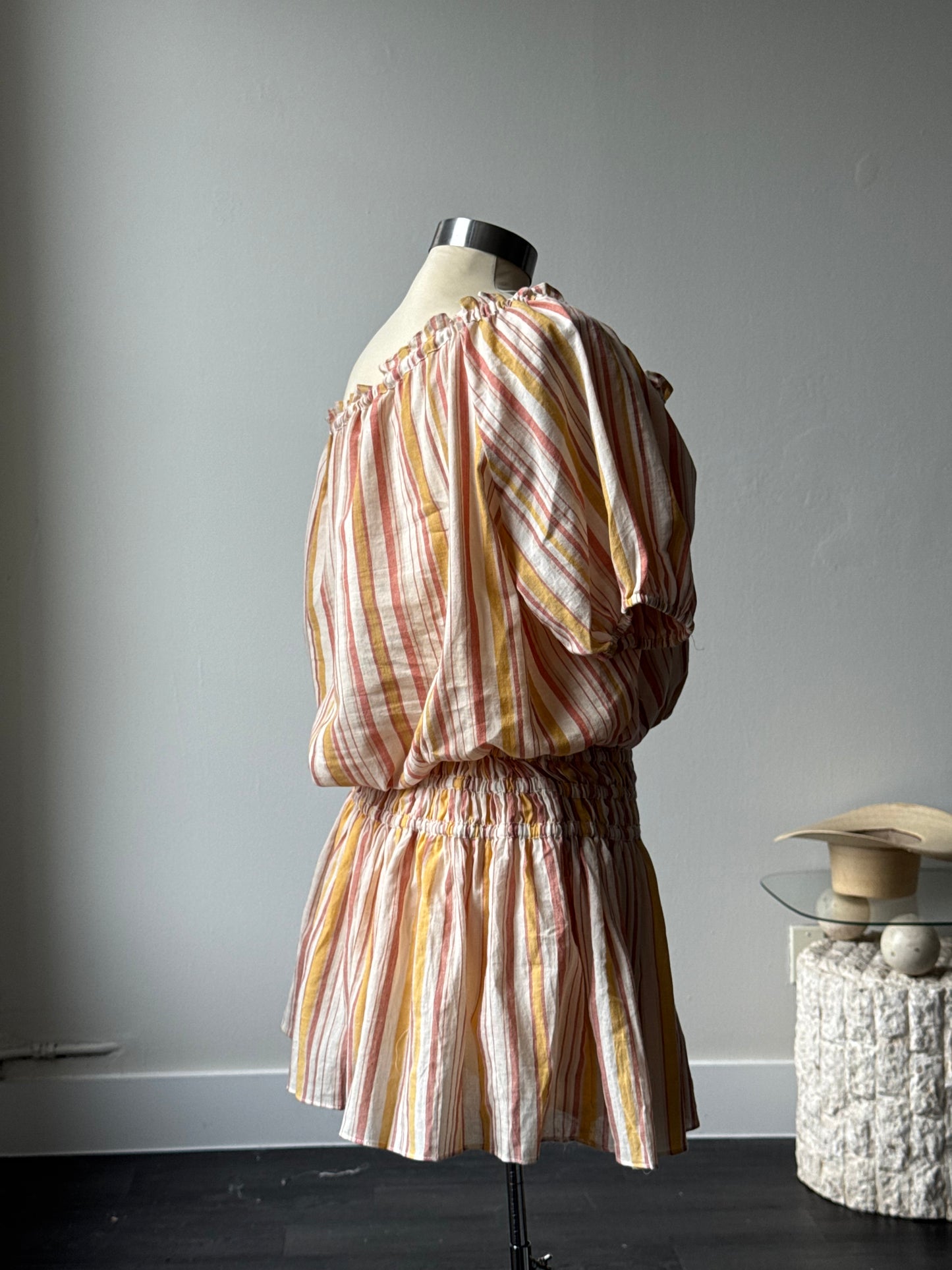 Amber Cotton Striped & Rouge Drop Waste Skort In Melon
