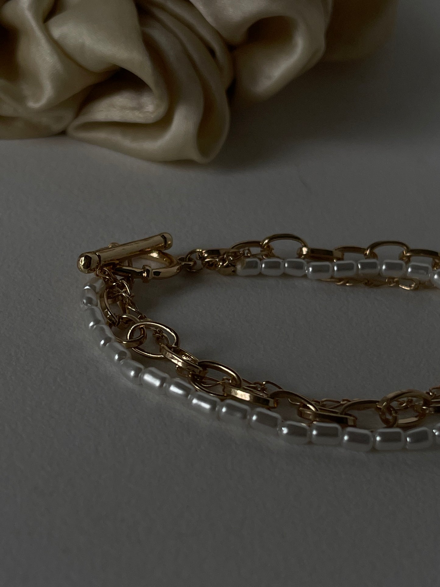Landon Pearl Link Toggle Layered Bracelet In Gold