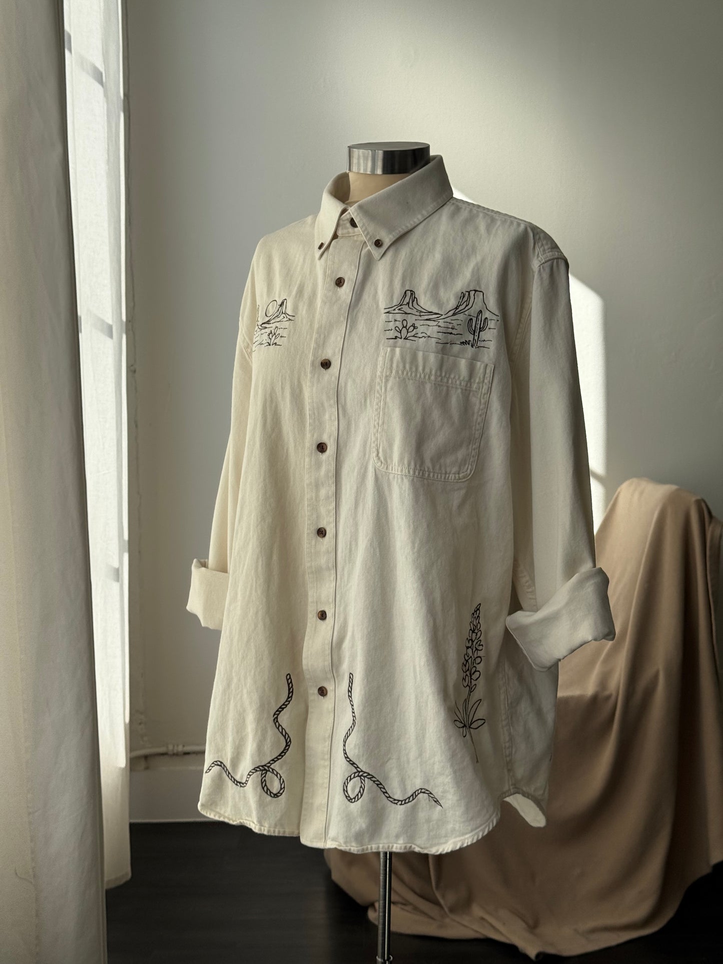 Jaxson Handcrafted Embroidered Shacket In Cream