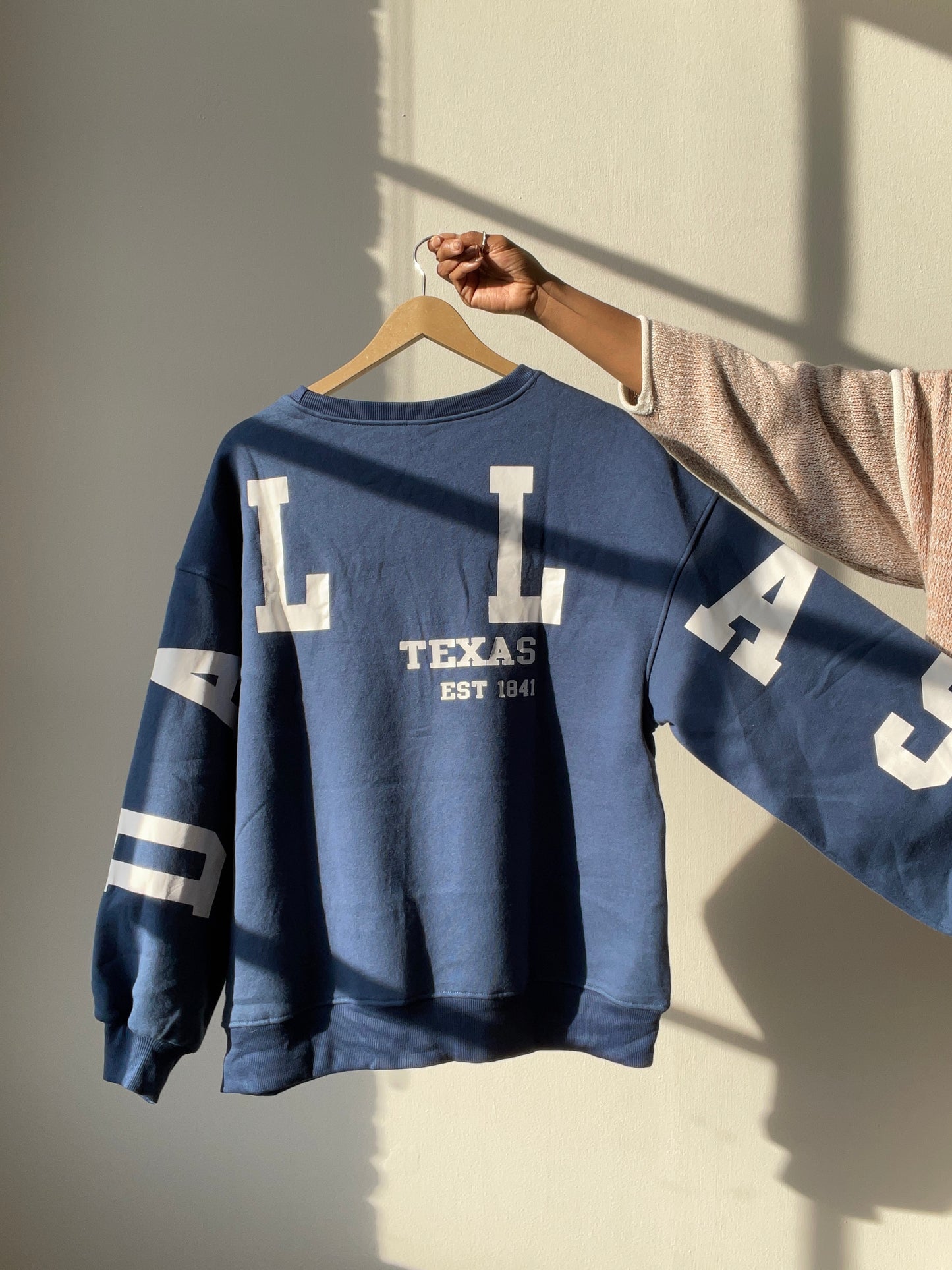 Dallas Texas Cotton Sweatshirt Pullover In Vintage Navy