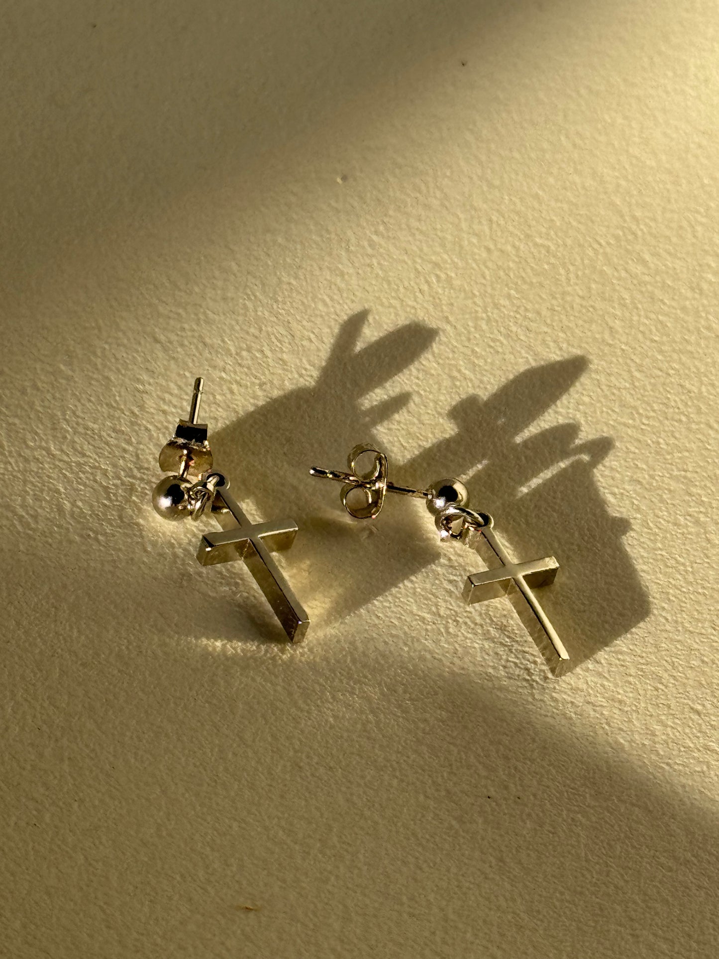 Cory Dipped Classic Cross Drop Earring In Silver