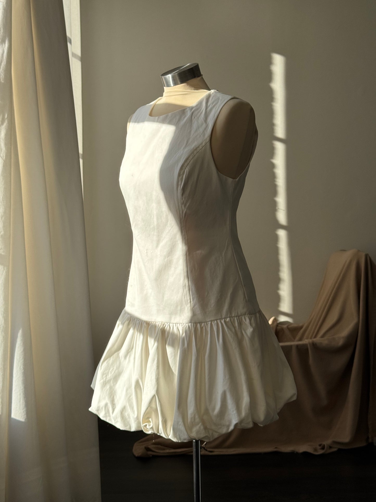 Kinley Cotton Bubble Mini Dress In Cloud White