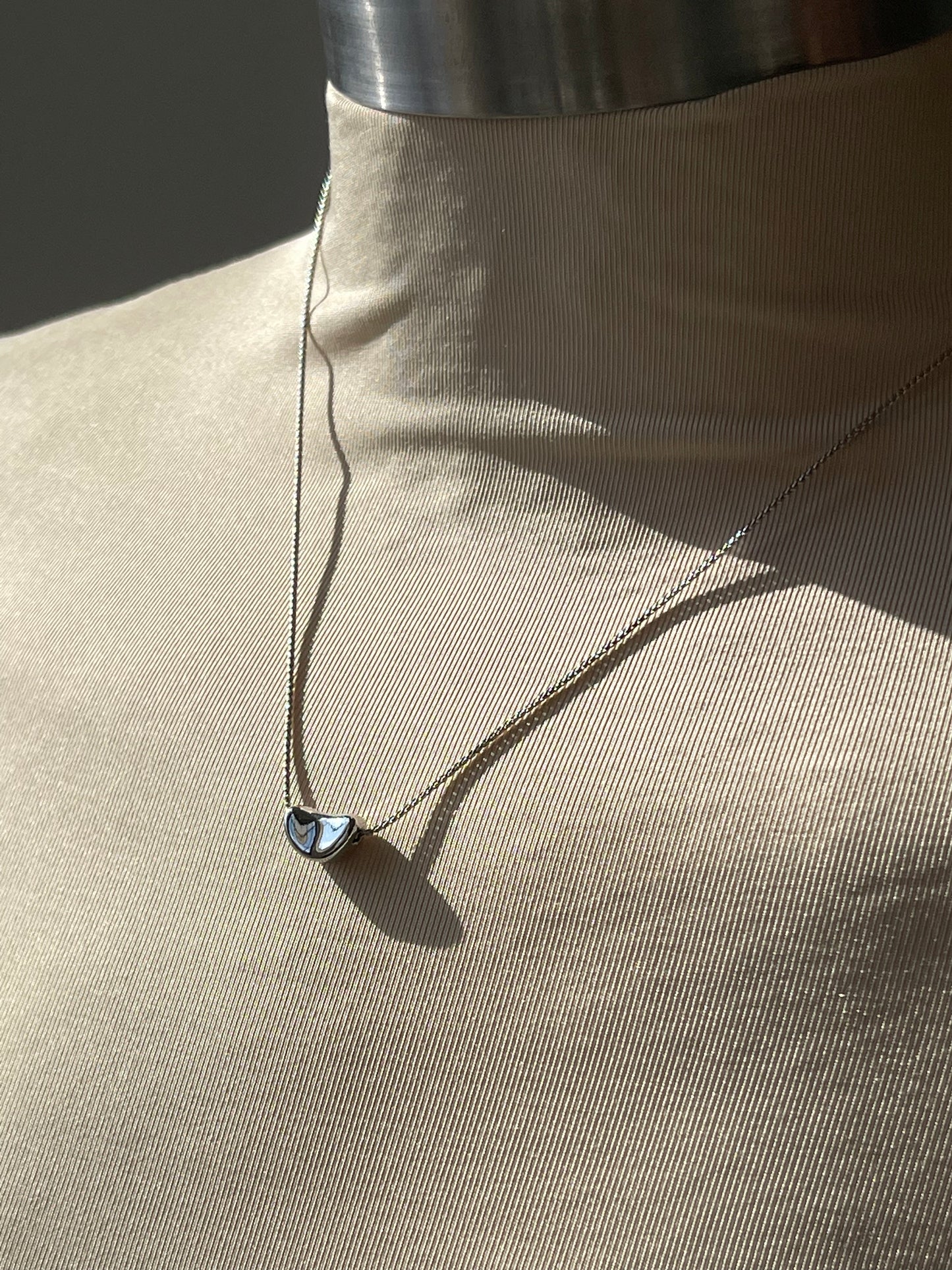 Crescent White Gold Dipped Nugget Mini Statement Necklace In Silver