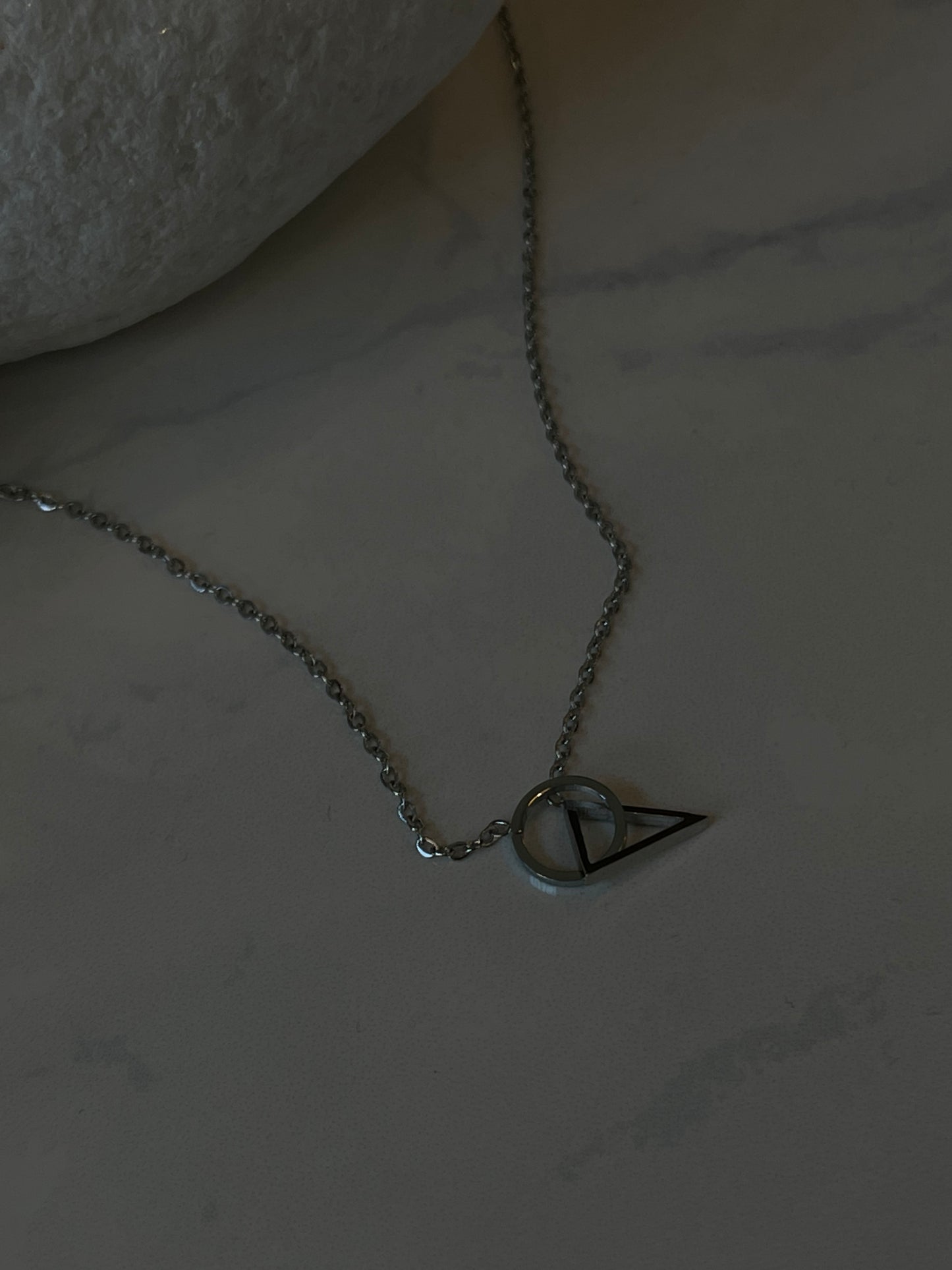 Troy Stainless Steel Infinity Triangle & Circle Link Mini Necklace In Silver