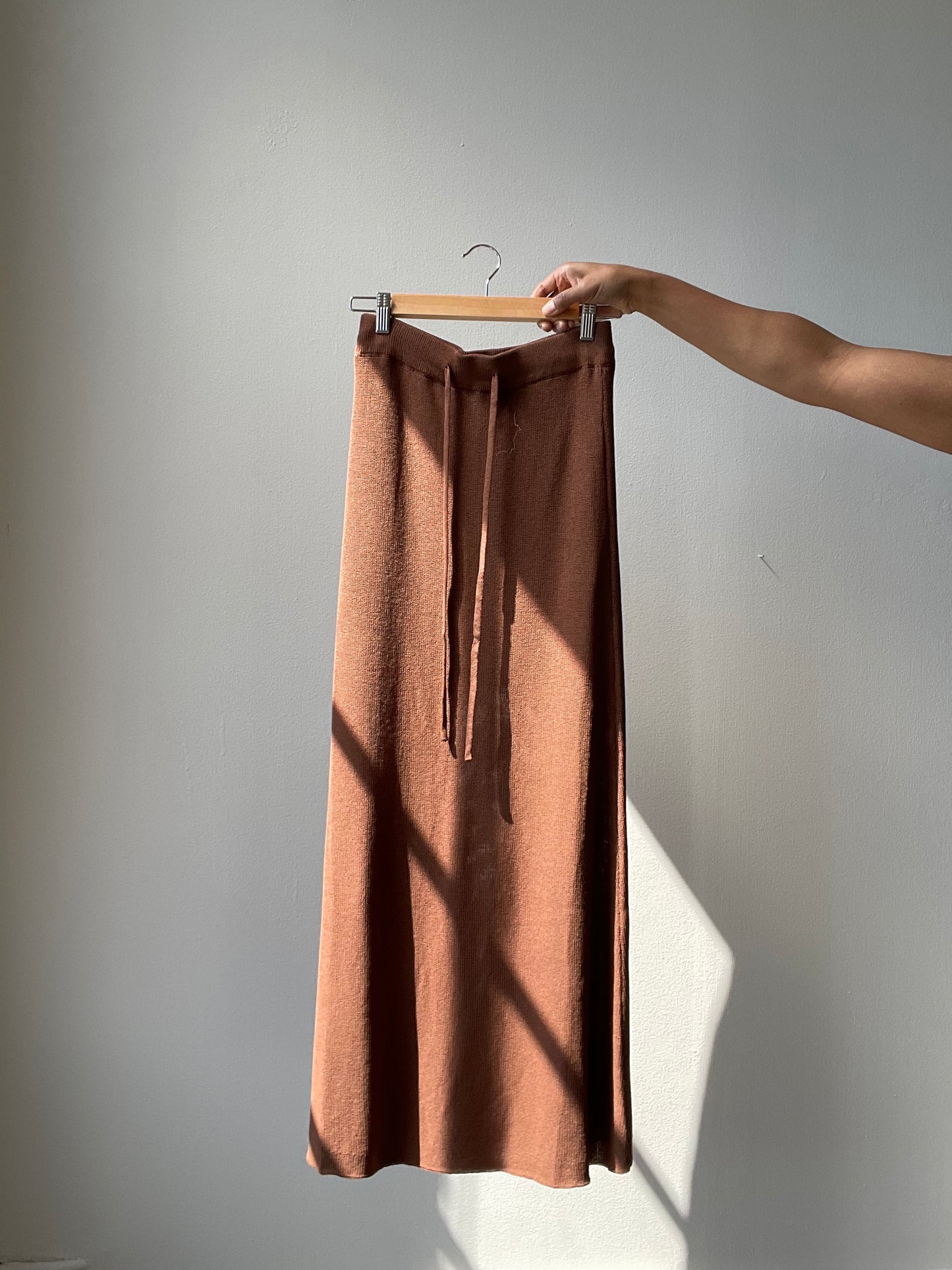 Audrey Knit Maxi Skirt In Chocolate Brown