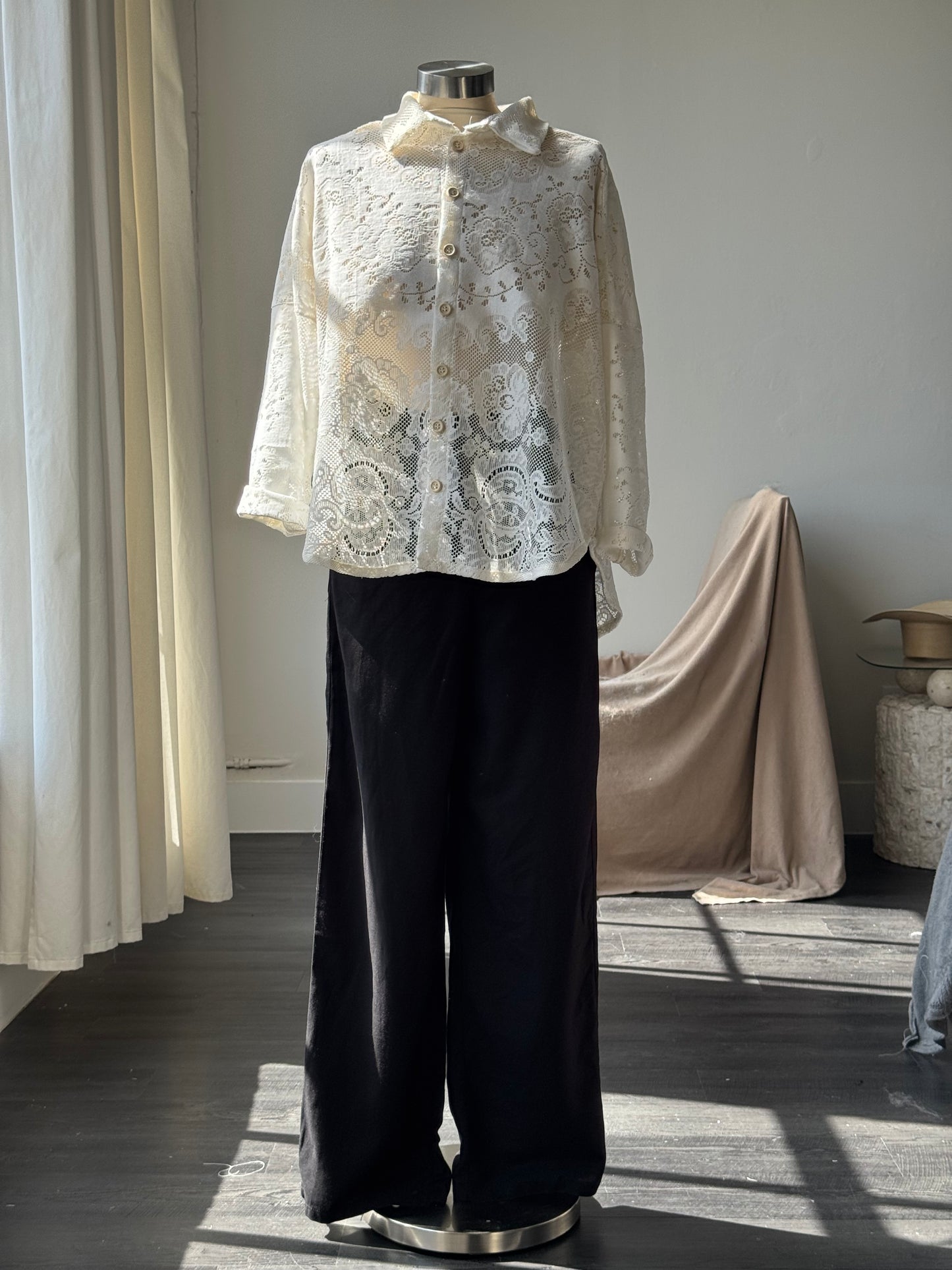Sophie Cotton & Linen Relaxed Pants In Black