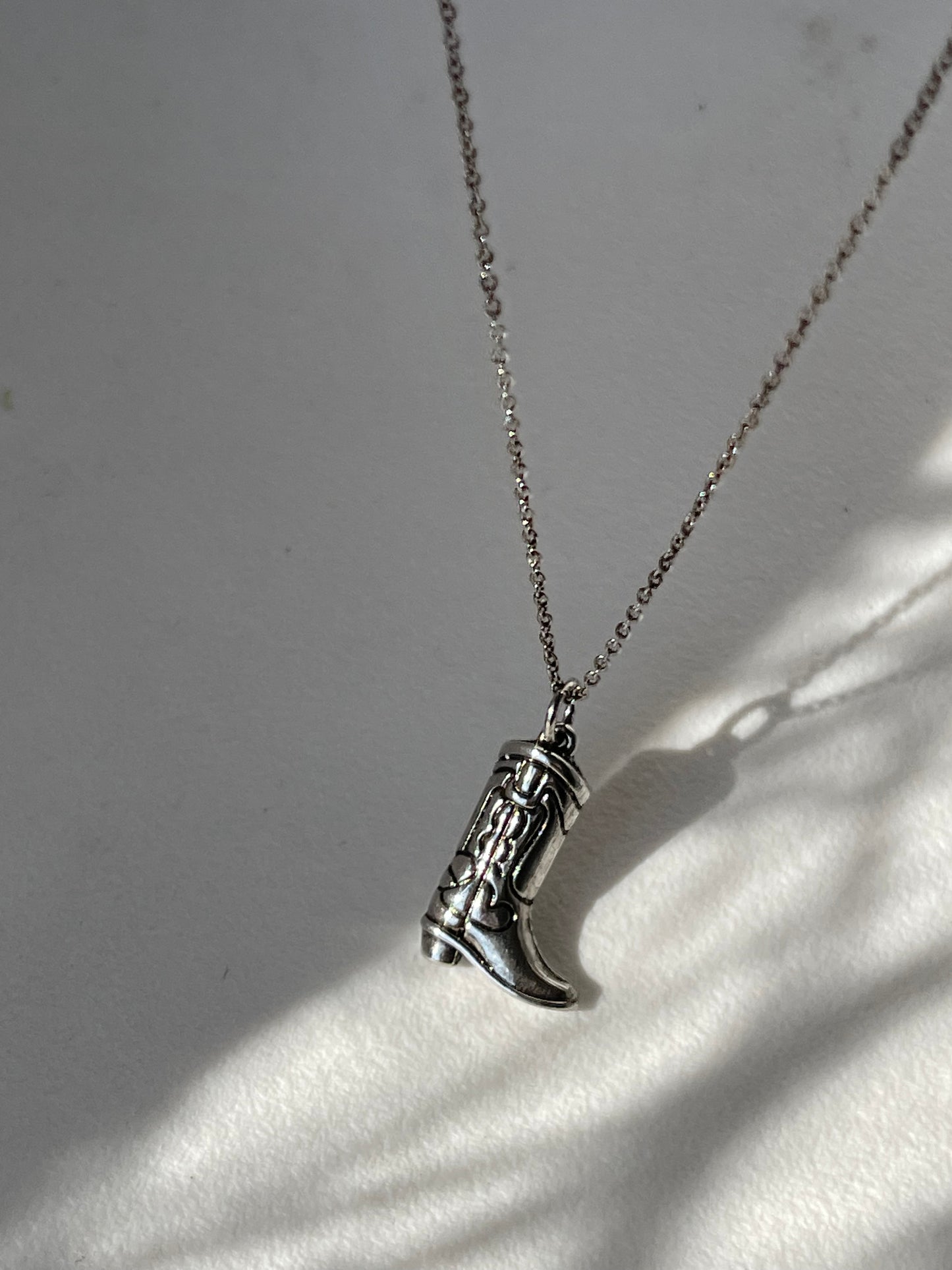 Cooper Classic Western Boot Necklace In Vintage Silver