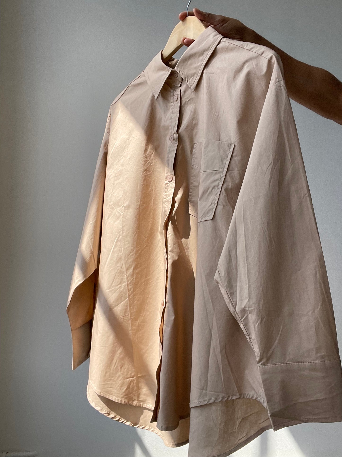 Chase Cotton Oversized Button Down In Sand