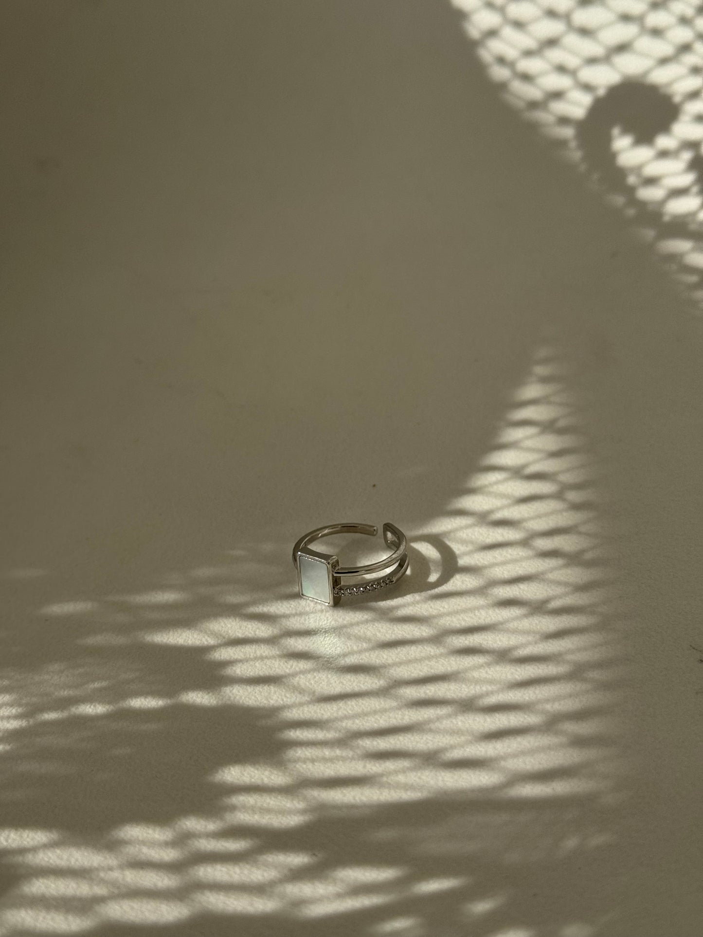 Danielle Mother Of Pearl & Charm Ring In Ivory Silver