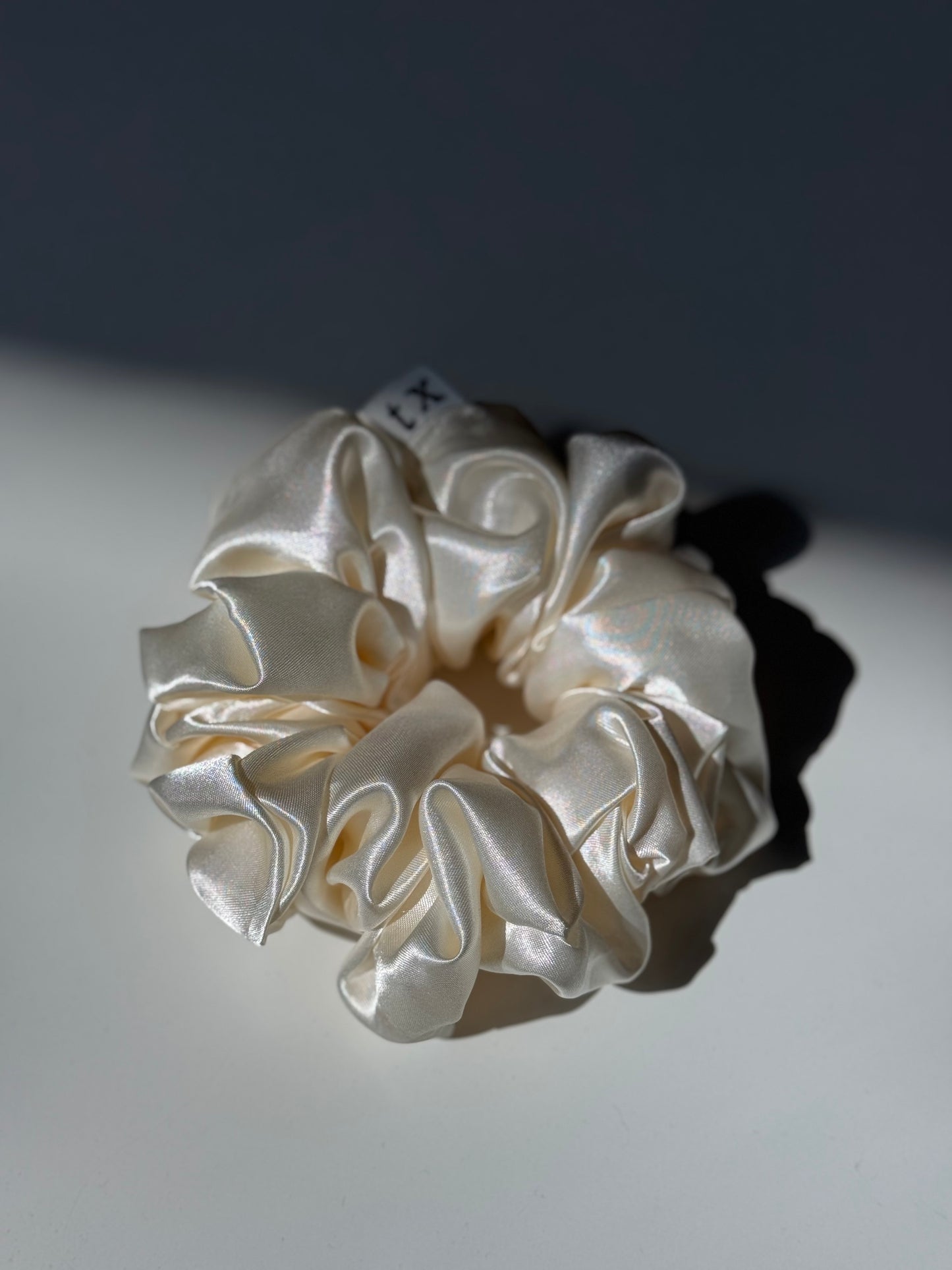Judy Handcrafted Texas Sized Satin Scrunchie In Champagne