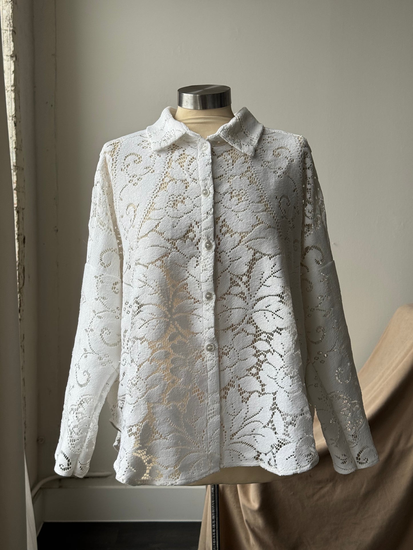 Ladell Handcrafted Vintage Shacket In Milk