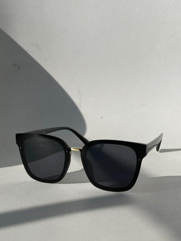Connor Gold Rim Silver Double Stud Sunglasses In Midnight Black