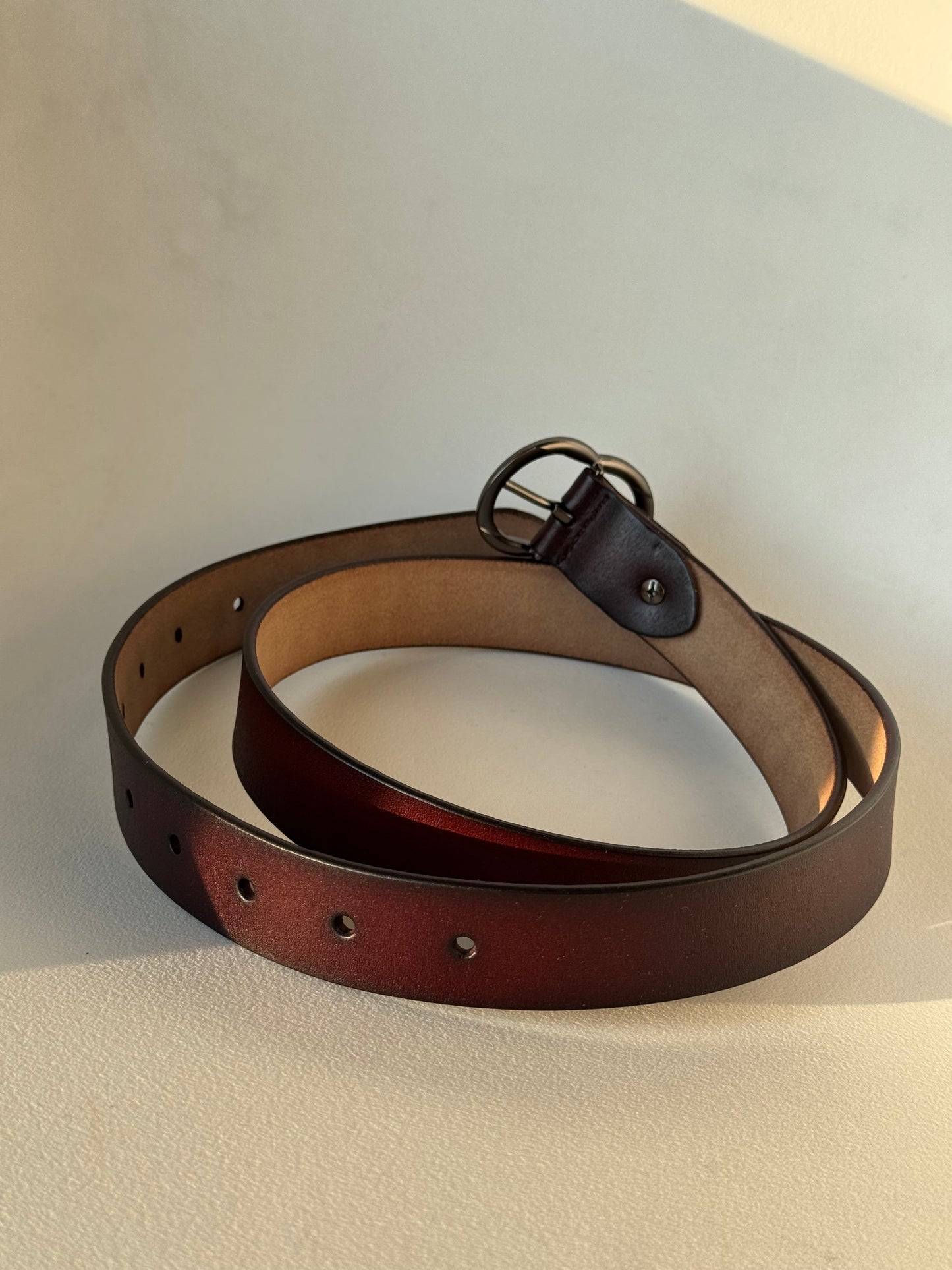 Michael Classic Gunmetal Belt In Chocolate Brown