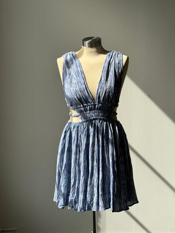 Nora Open Side Deep V Neck Dress In Ocean