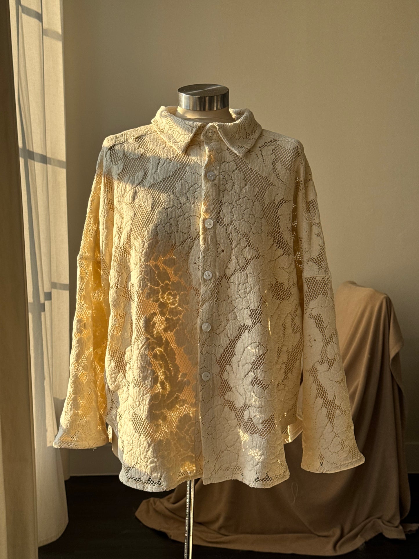 Ladell Handcrafted Vintage Shacket In Vanilla