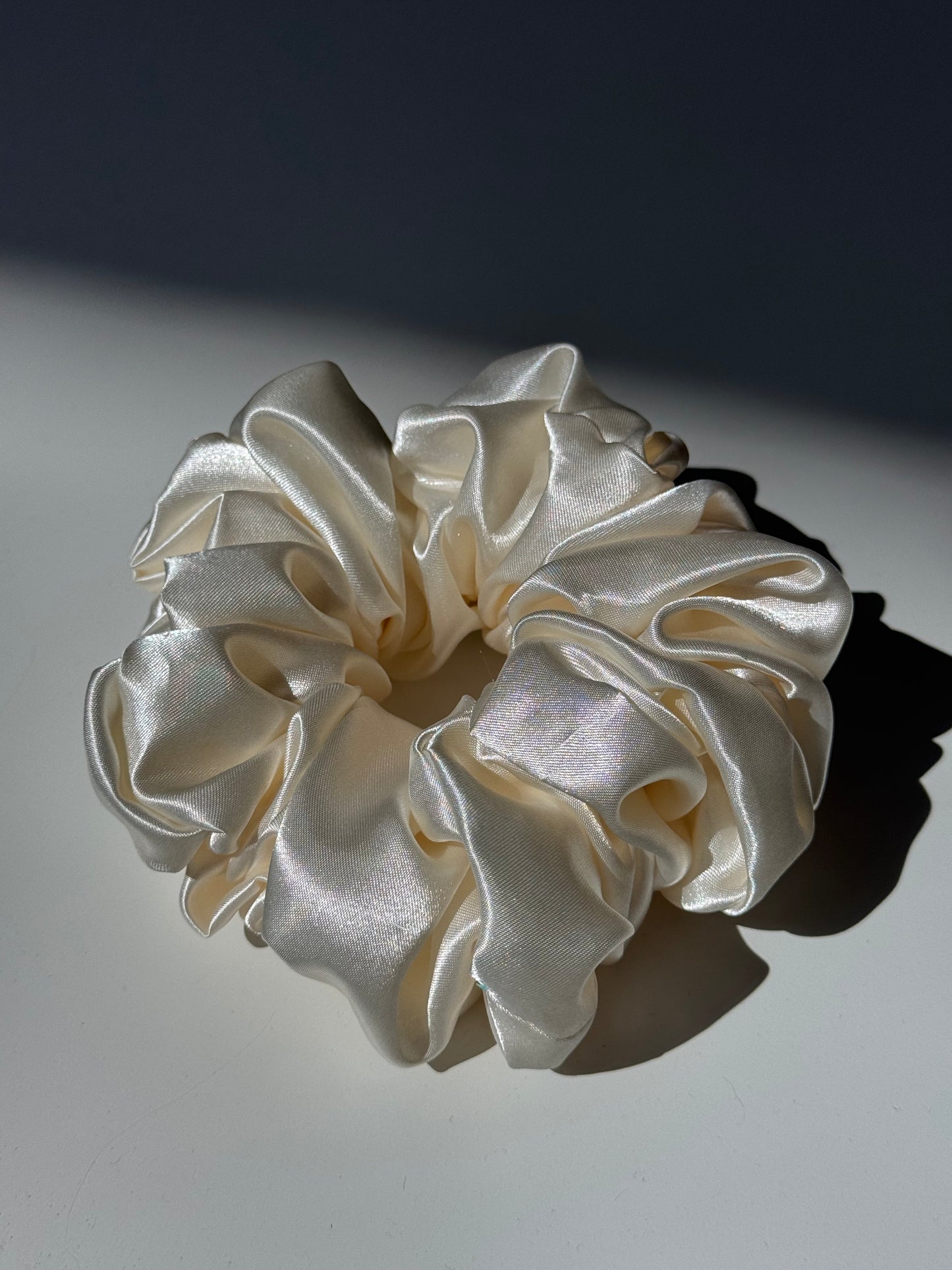 Judy Handcrafted Texas Sized Satin Scrunchie In Champagne