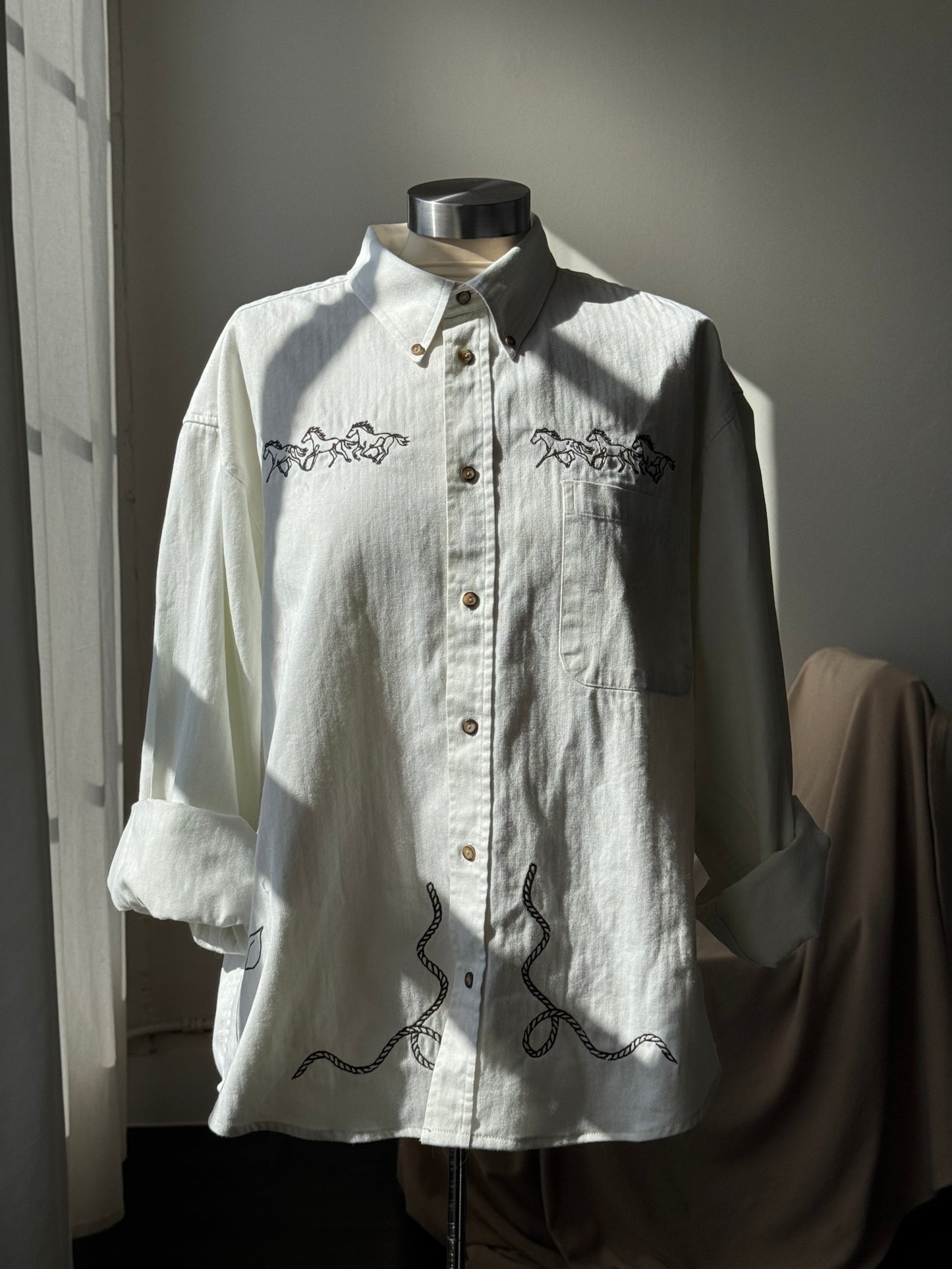 Jaxson Handcrafted Embroidered Shacket In Wild Horse