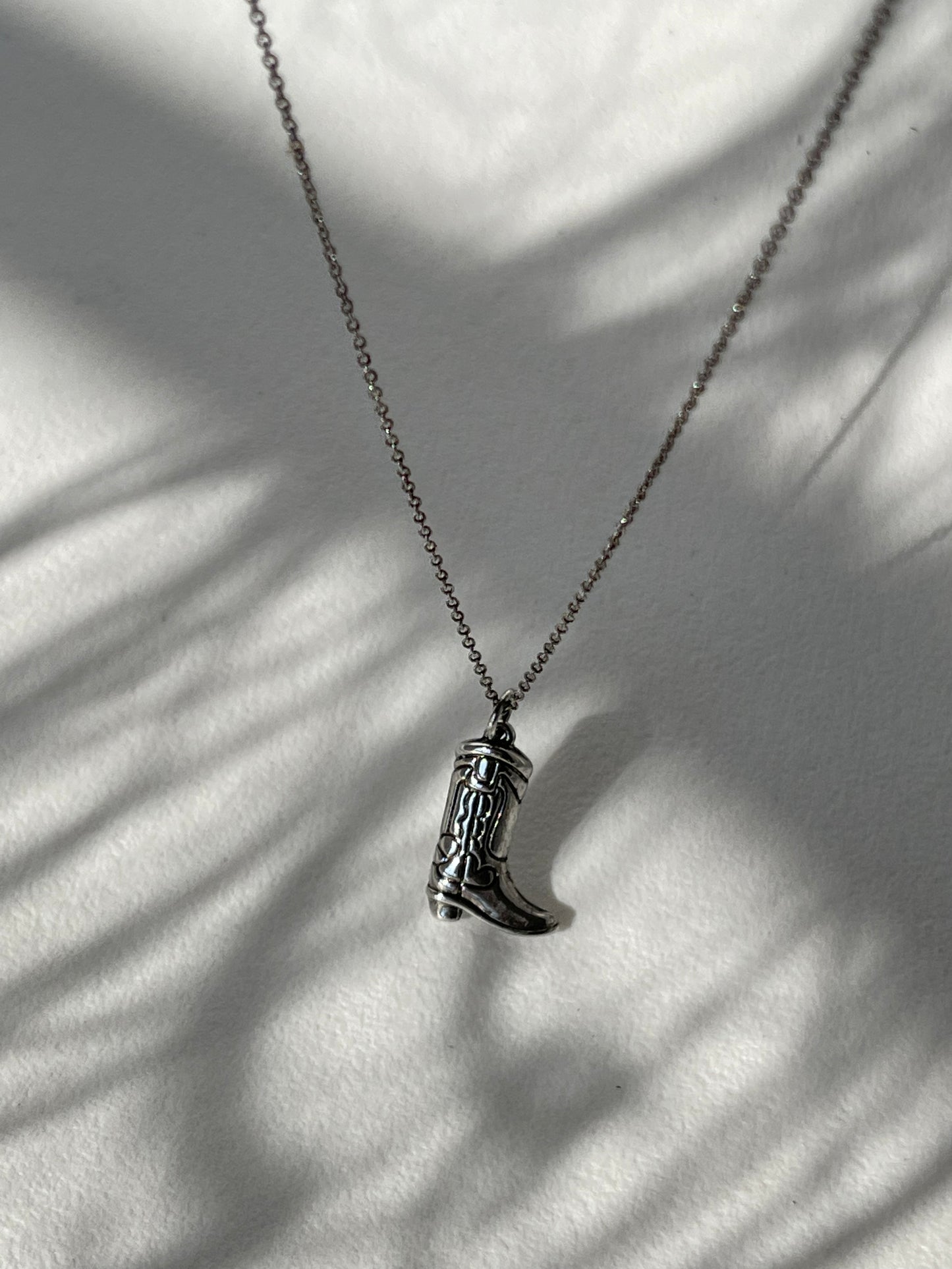 Cooper Classic Western Boot Necklace In Vintage Silver
