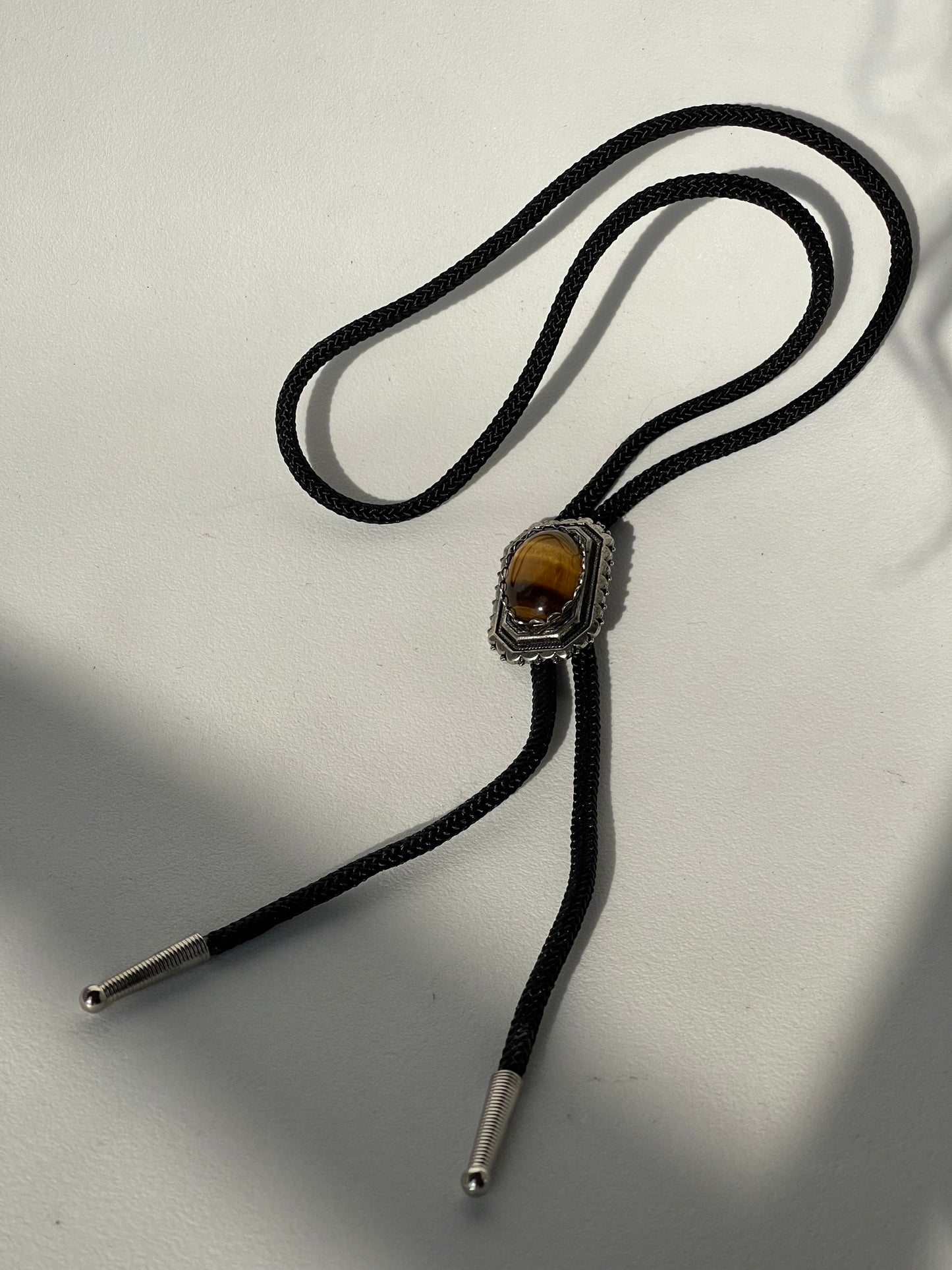 Tiger Eye Handmade Black Cord Bolo