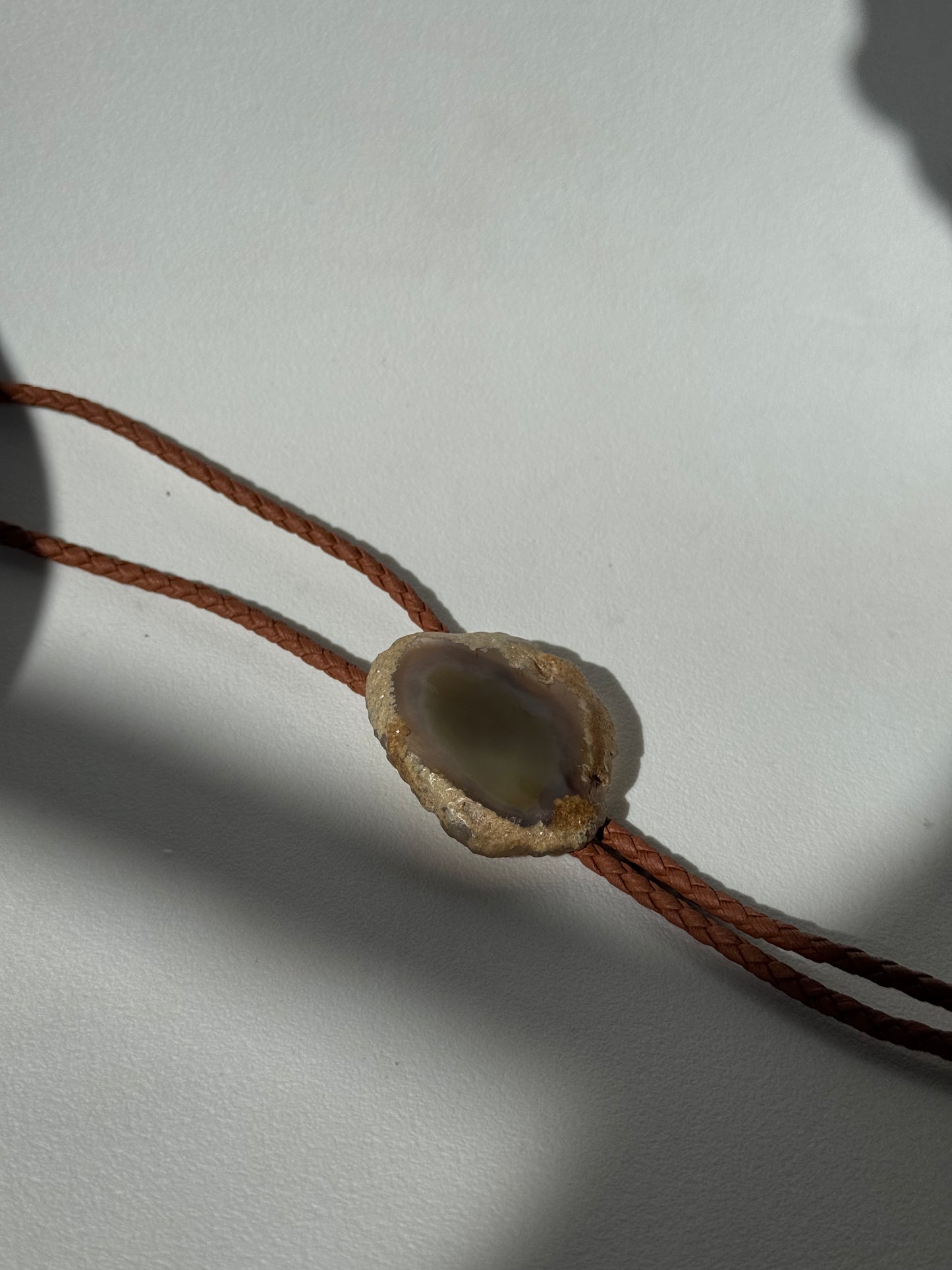 Handmade Agate Bolo Tie In Honey