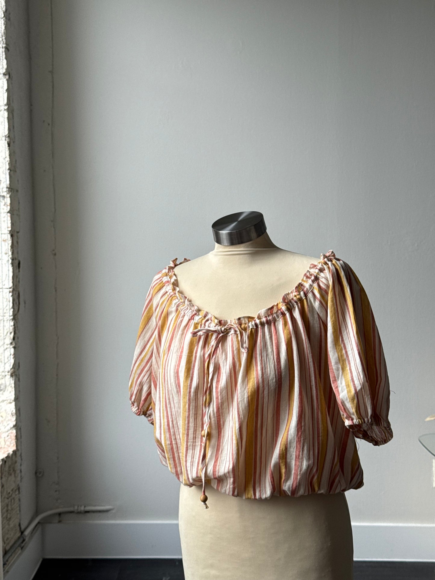 Amber Cotton Striped Top In Melon
