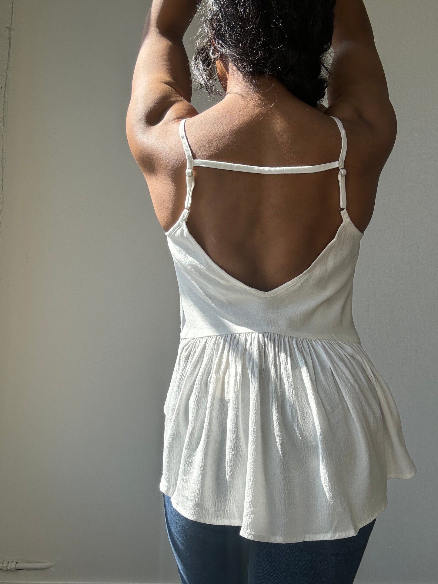 Sydney Cotton Open Back Cami In White