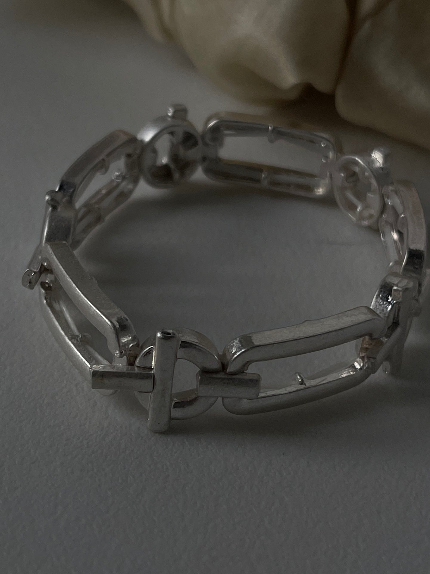 Brooke Link & Toggle Bracelet In Matte Silver