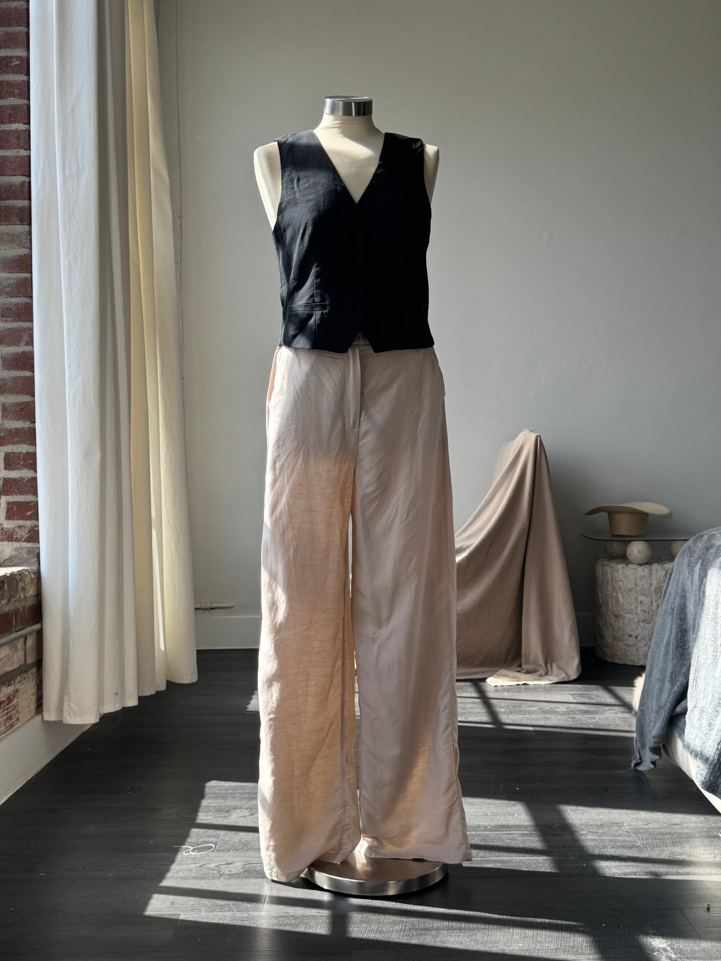 Sophie Cotton & Linen Relaxed Pants In Natural