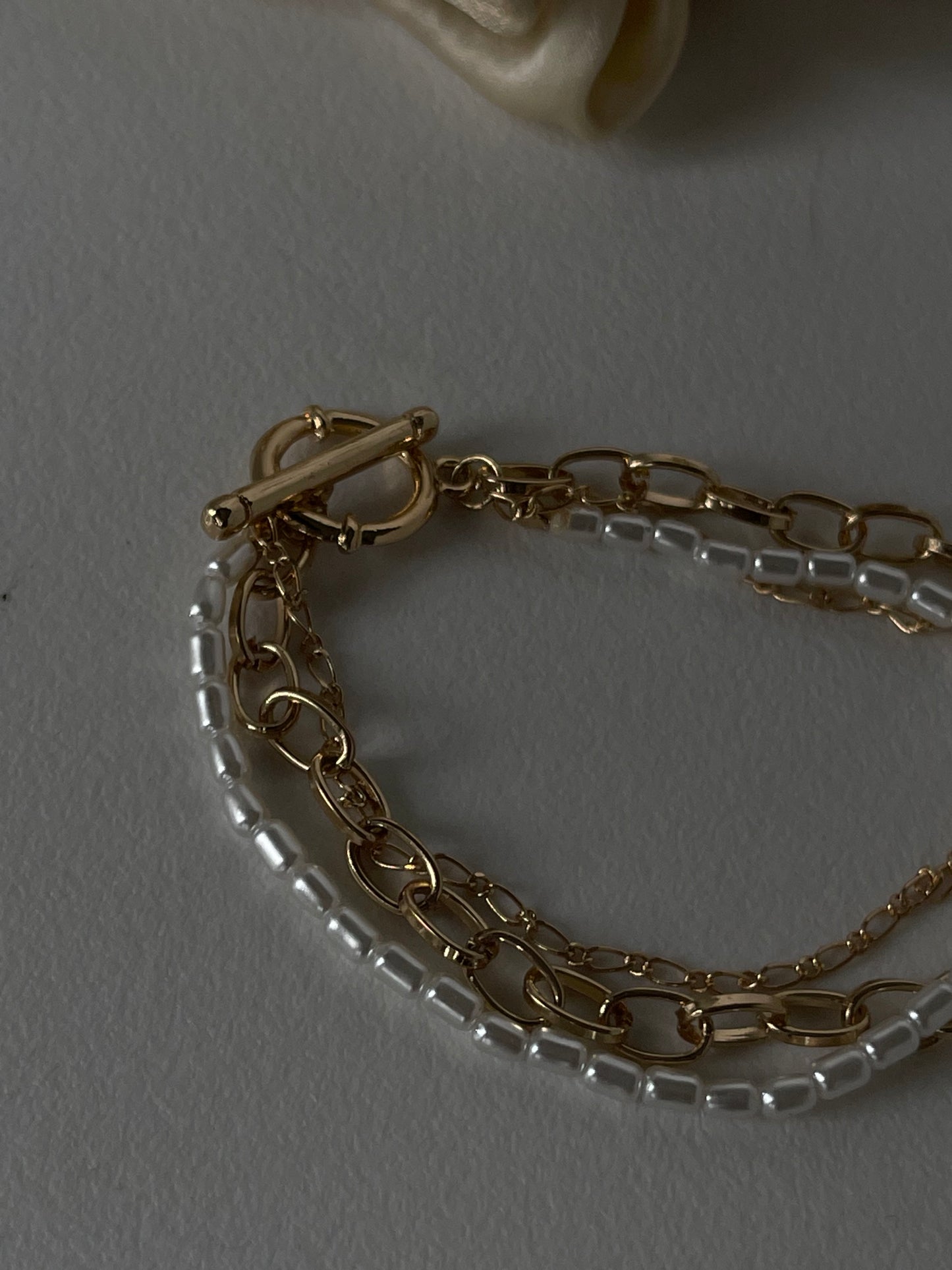 Landon Pearl Link Toggle Layered Bracelet In Gold