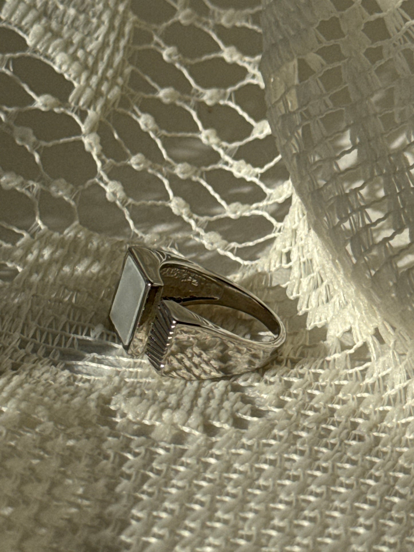 Daniella Mother Of Pearl Cuff Ring In Ivory Silver