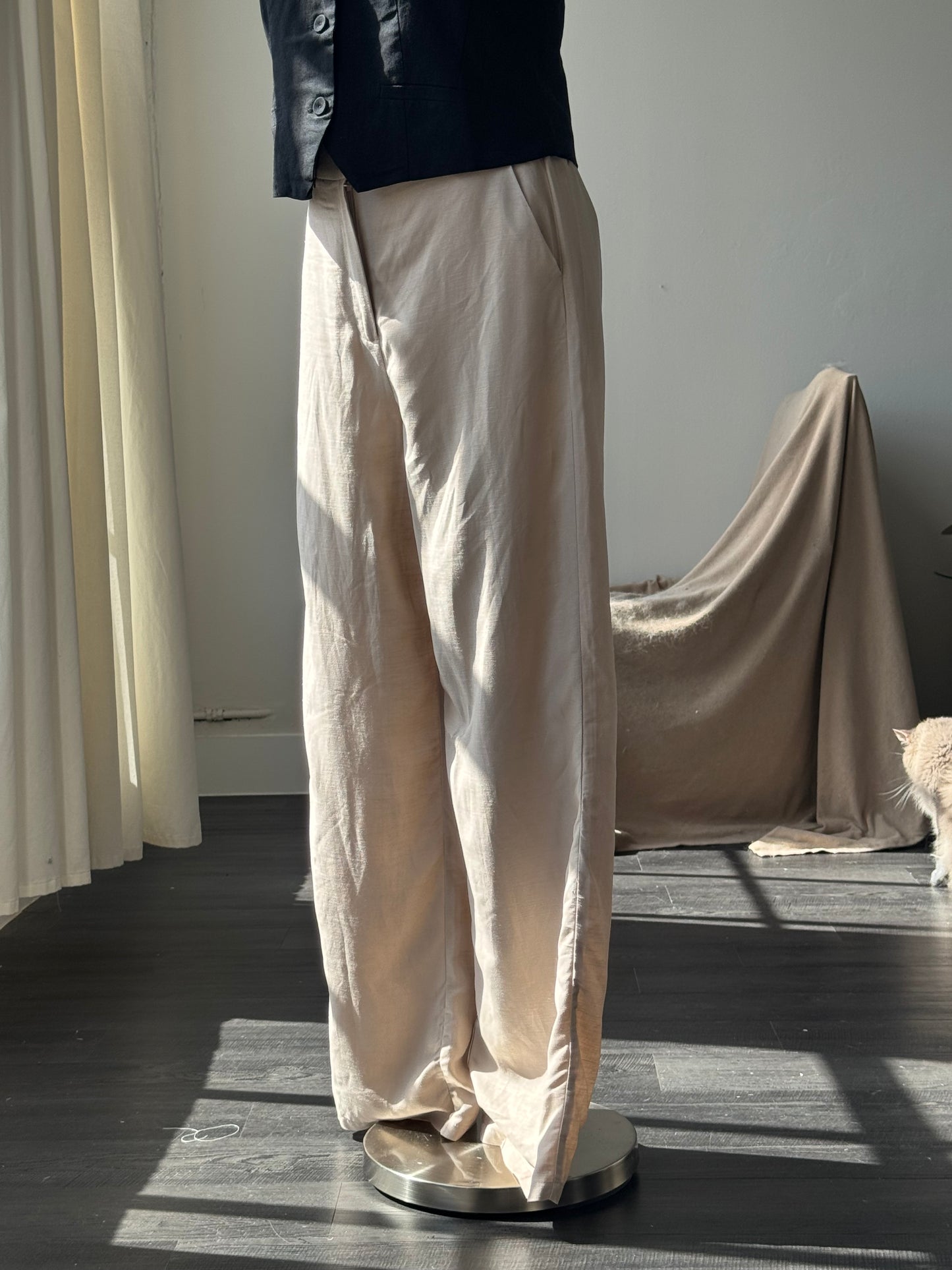 Sophie Cotton & Linen Relaxed Pants In Natural