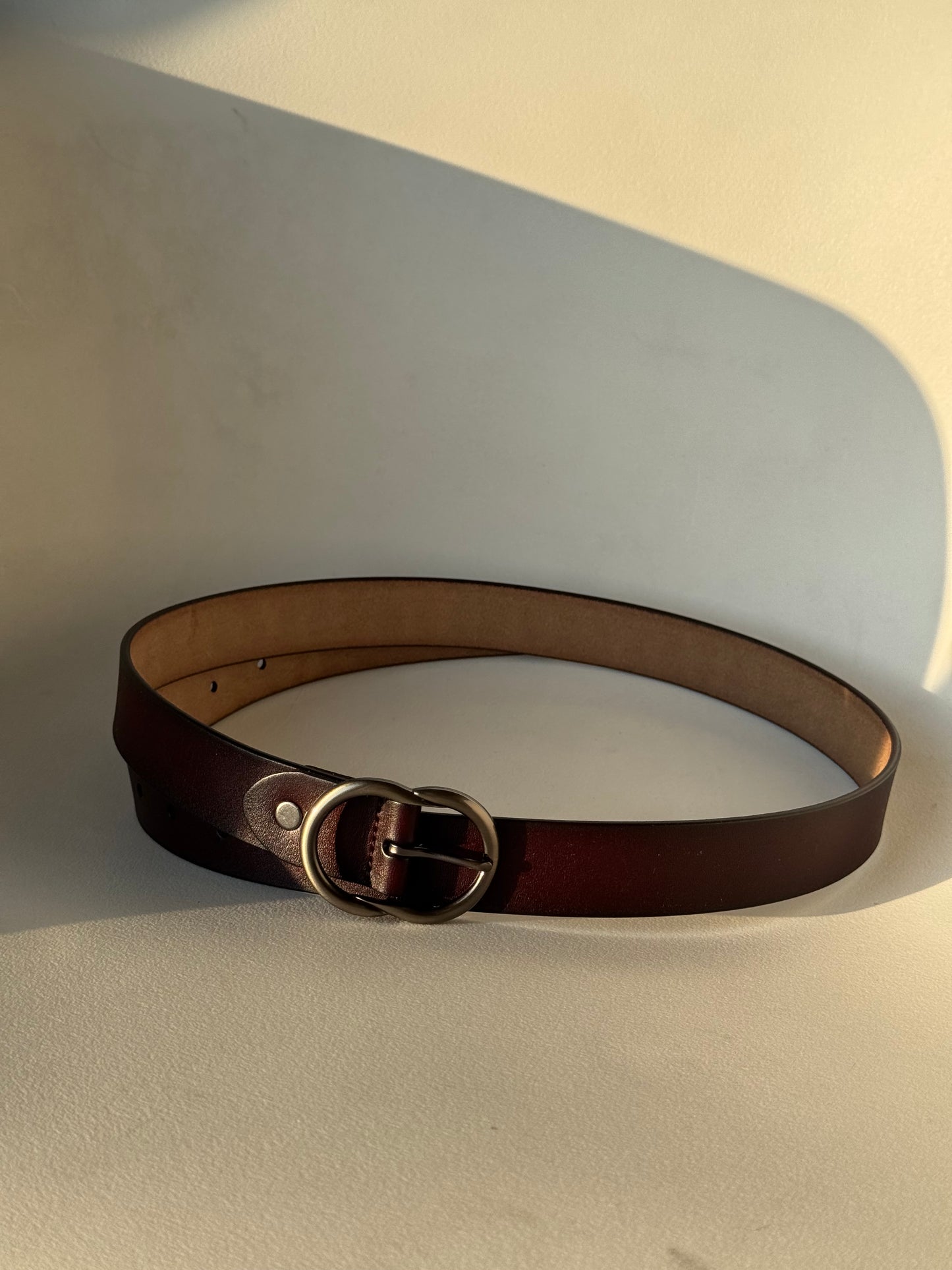 Michael Classic Gunmetal Belt In Chocolate Brown