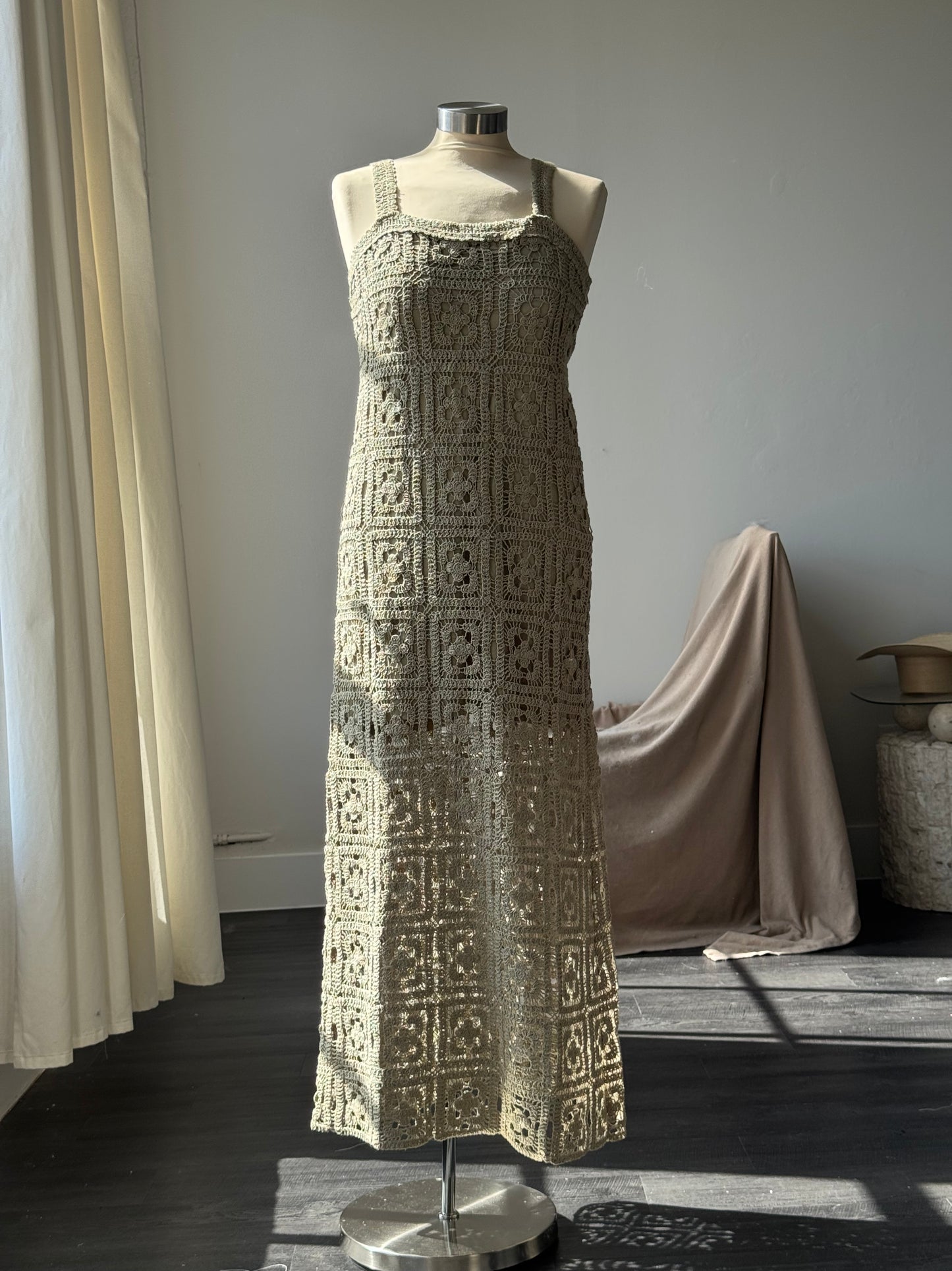 Melissa Cotton Crochet Maxi Dress In Sage