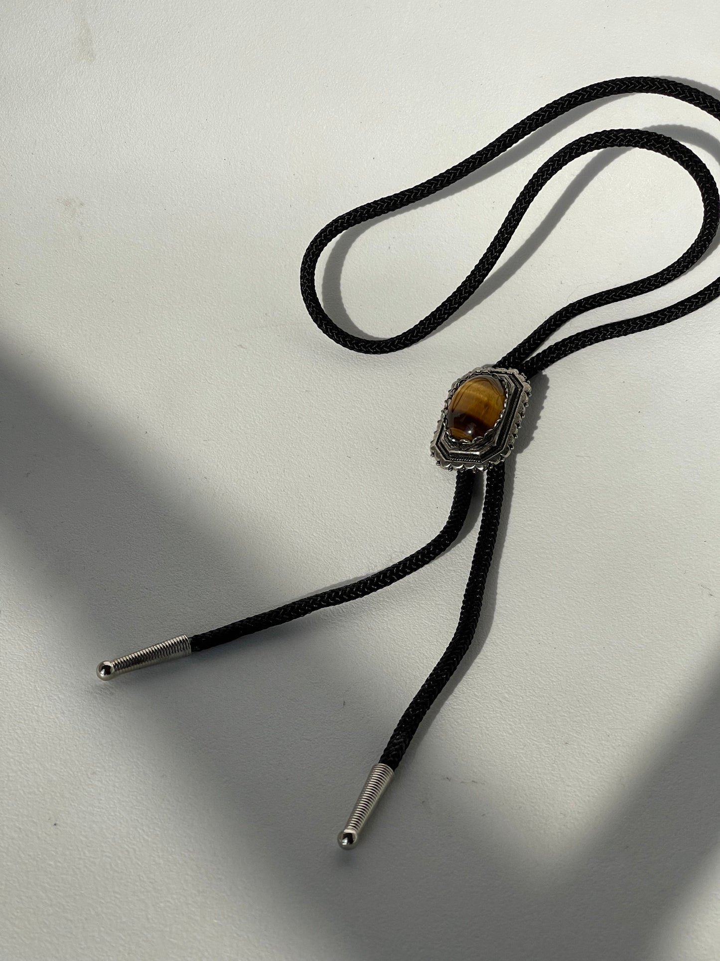 Tiger Eye Handmade Black Cord Bolo