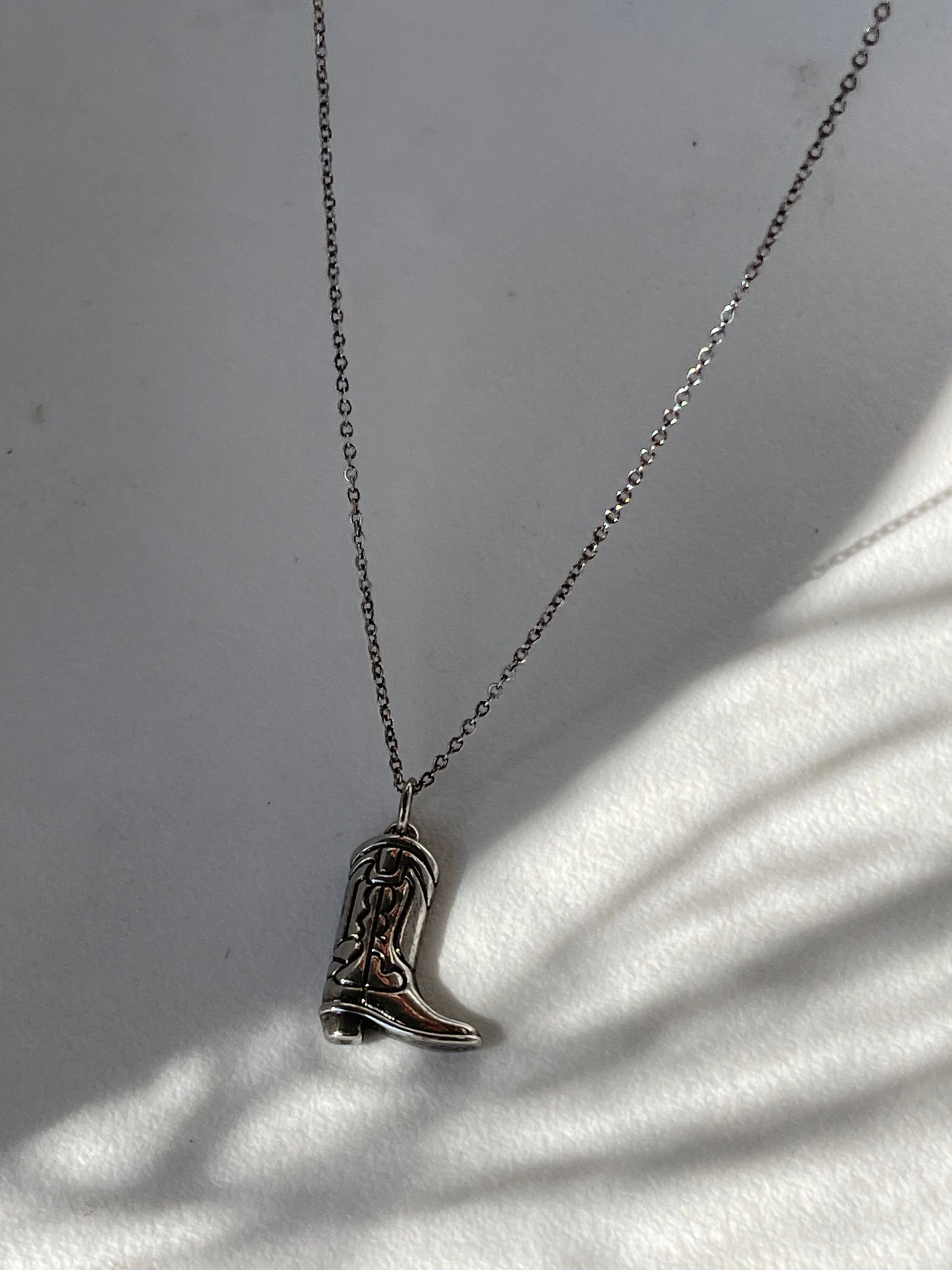 Cooper Classic Western Boot Necklace In Vintage Silver