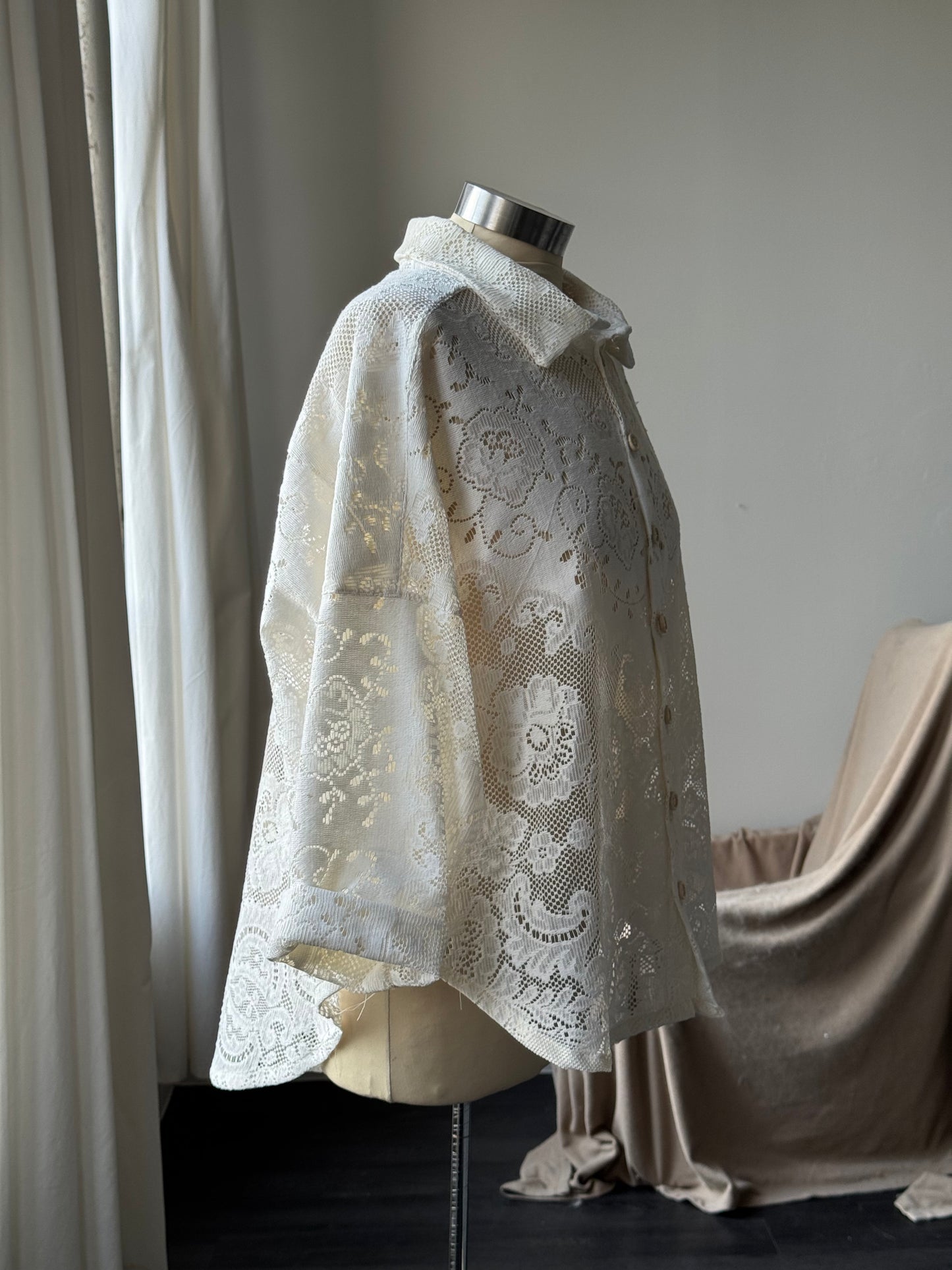 Ladell Handcrafted Vintage Cotton Crochet Shacket