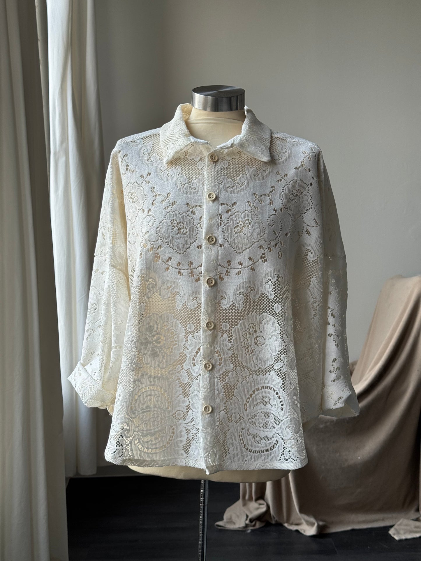 Ladell Handcrafted Vintage Cotton Crochet Shacket